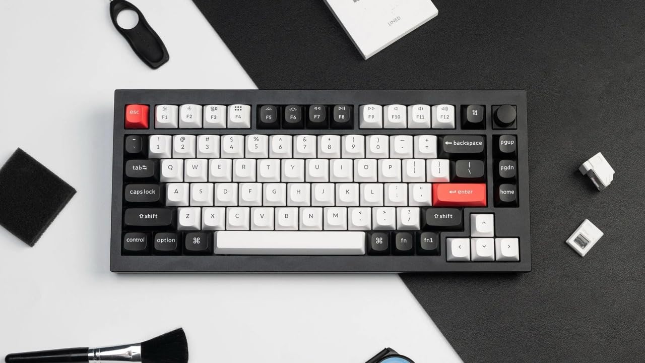 Keychron Q1 HE Hot-Swappable RGB Wireless Mechanical Keyboard - 75% Layout (84 Keys) with Hall Effect Switches, Aluminum Frame & Knob - Bluetooth 5.1 & 2.4GHz Wireless for Windows/Mac - Carbon Black (Q1H-M1) | Perfect for Gaming, Coding & Office Work