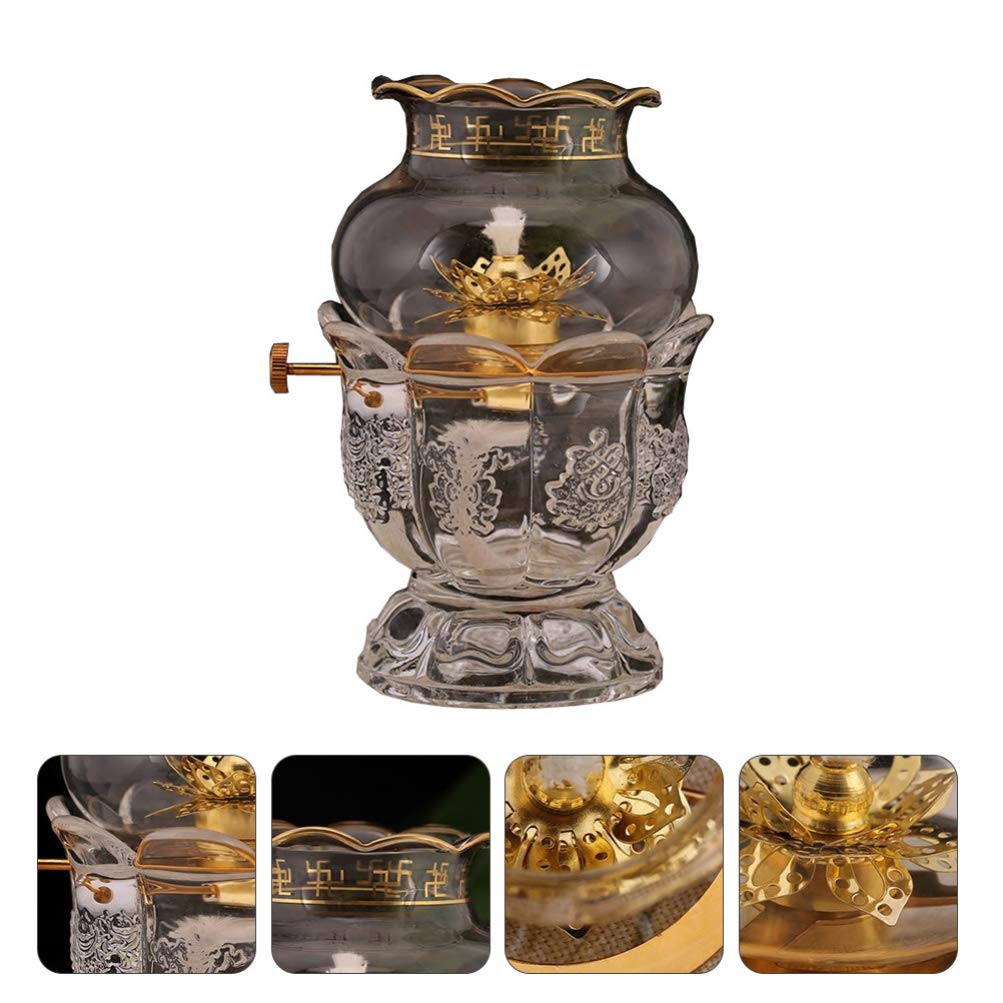 DOITOOL Windproof Oil Lamp - Classic Buddha Hall Butter Lamp for Temple & Home Decor - Perfect for Meditation, Altar Lighting, and Spiritual Atmosphere Enhancement