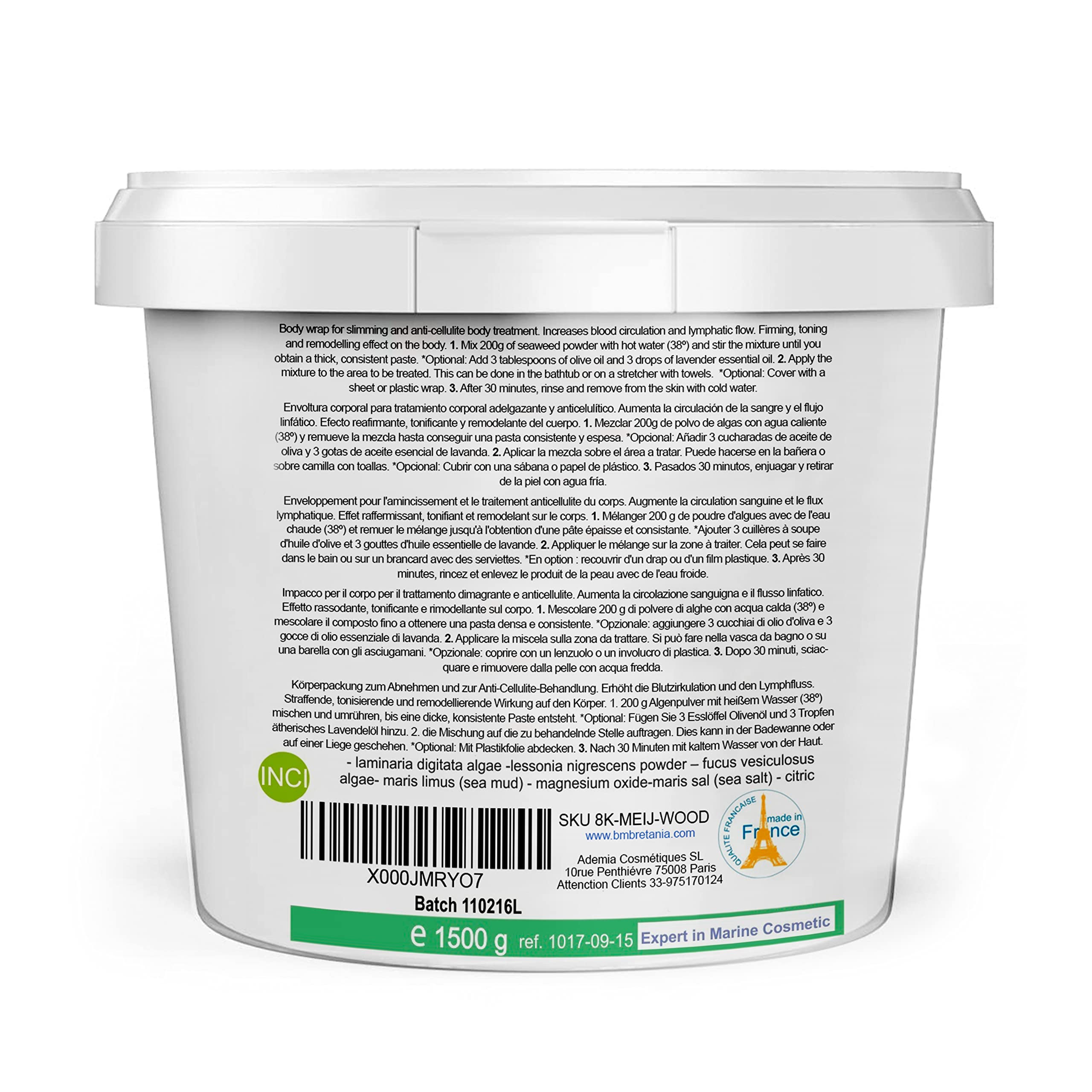 Organic Seaweed Powder Body Wrap for Detox & Weight Loss | Anti-Cellulite Treatment with Vitamins | Improves Metabolism, Reduces Acne & Wrinkles | 1.5kg Spa-Grade Relaxing Bath Therapy for Home Use & Professional Salons