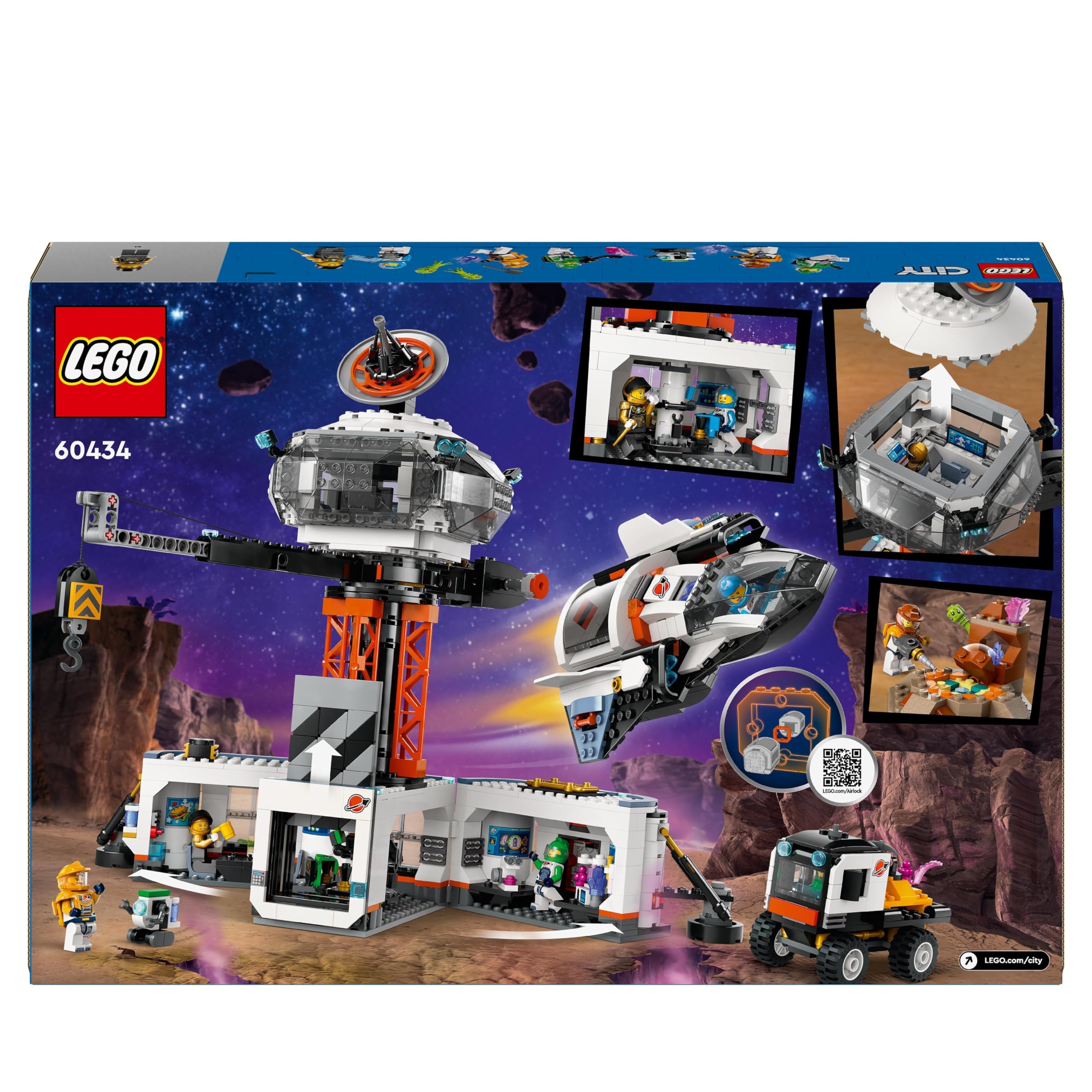 LEGO City Space Base & Launch Platform Building Set - 60434, Planetary Exploration Toy with 6 Minifigures, Robot & 2 Alien Action Figures - STEM Educational Gift for Kids Ages 8+ - Perfect for Space Adventures & Creative Play