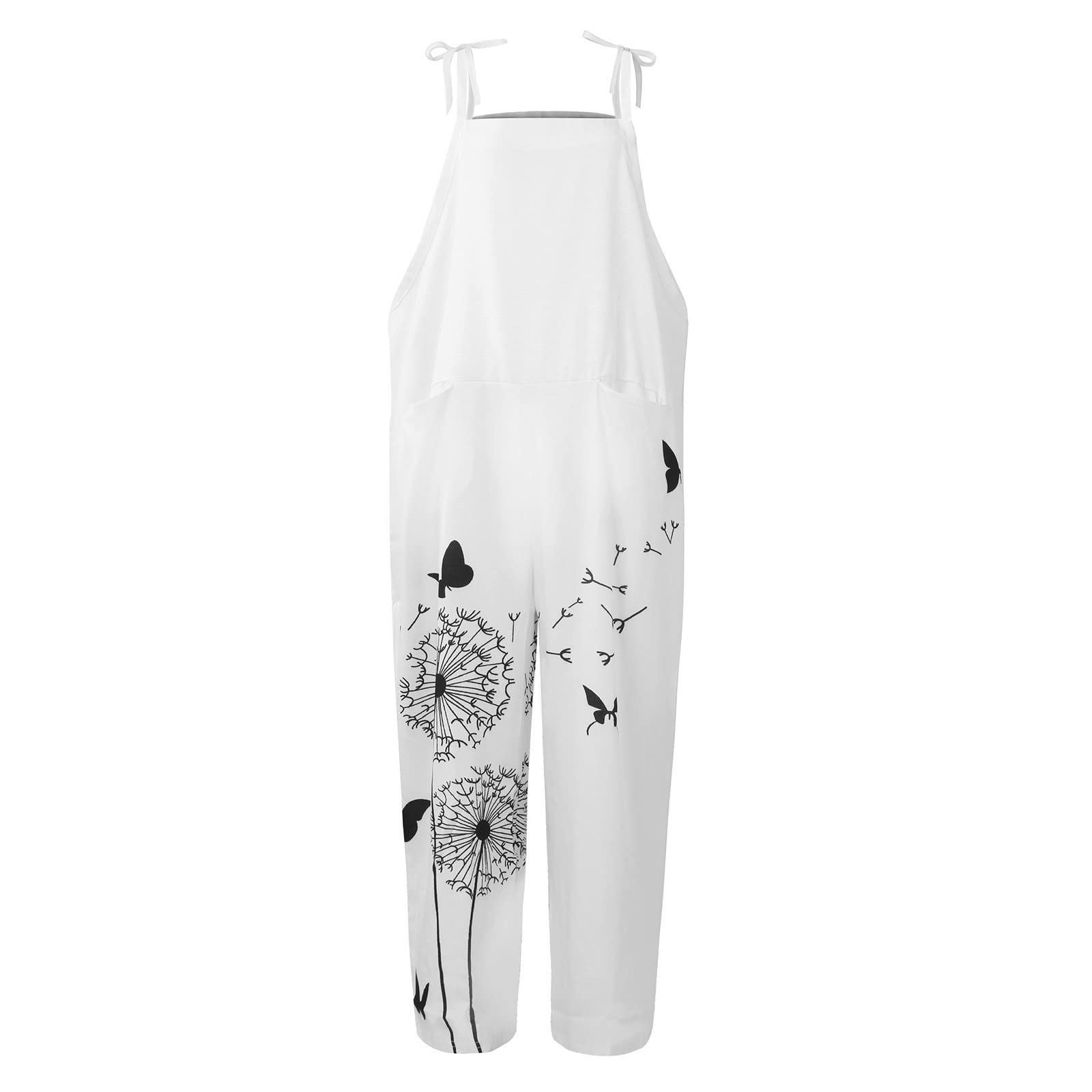 EKOUSN Women's Vintage Racerback Harem Jumpsuit - V-Neck Off Shoulder Romper with Flowy Pants | Casual Summer Outfit, Beach Cover Up, Boho Chic Fashion for Women