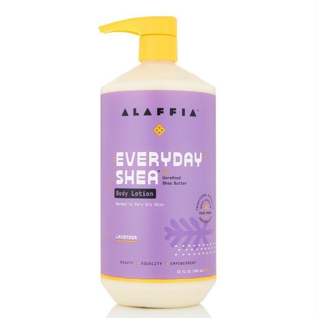 Alaffia Everyday Shea Body Lotion - Lavender Scented, Natural & Organic Moisturizer for Dry Skin | Perfect for Daily Hydration & Relaxation After Shower or Before Bed