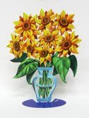 David Gerstein Metal Art Sunflower Flowers Modern Vase Sculpture - Handmade Home Decor for Living Room, Office & Garden | Unique Wall Art & Table Centerpiece