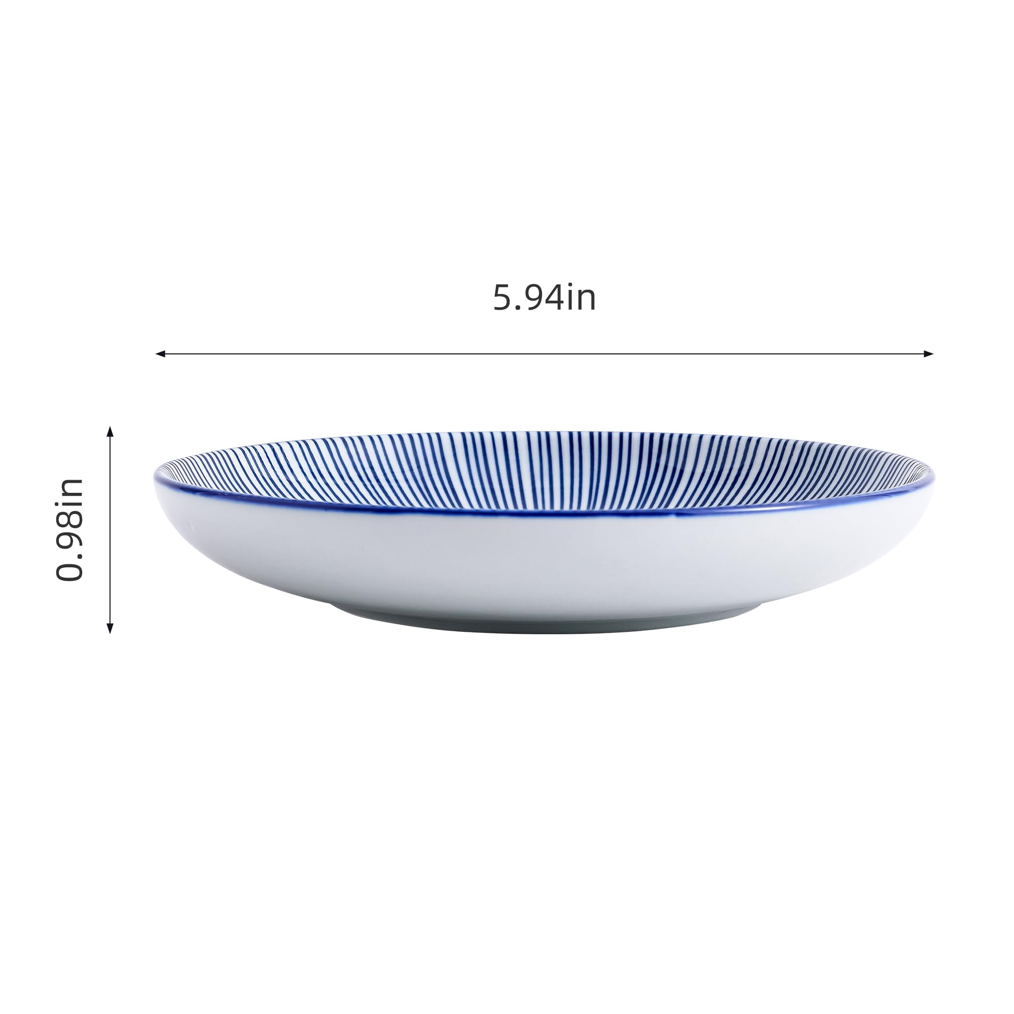 Blue Radial Ceramic Dessert Plates - 6 Inch Small Appetizer Plates for Cake, Snacks, Salad & Side Dishes | Elegant Mini Dinner Trays for Kitchen, Party Serving & Home Decor (Set of 4)