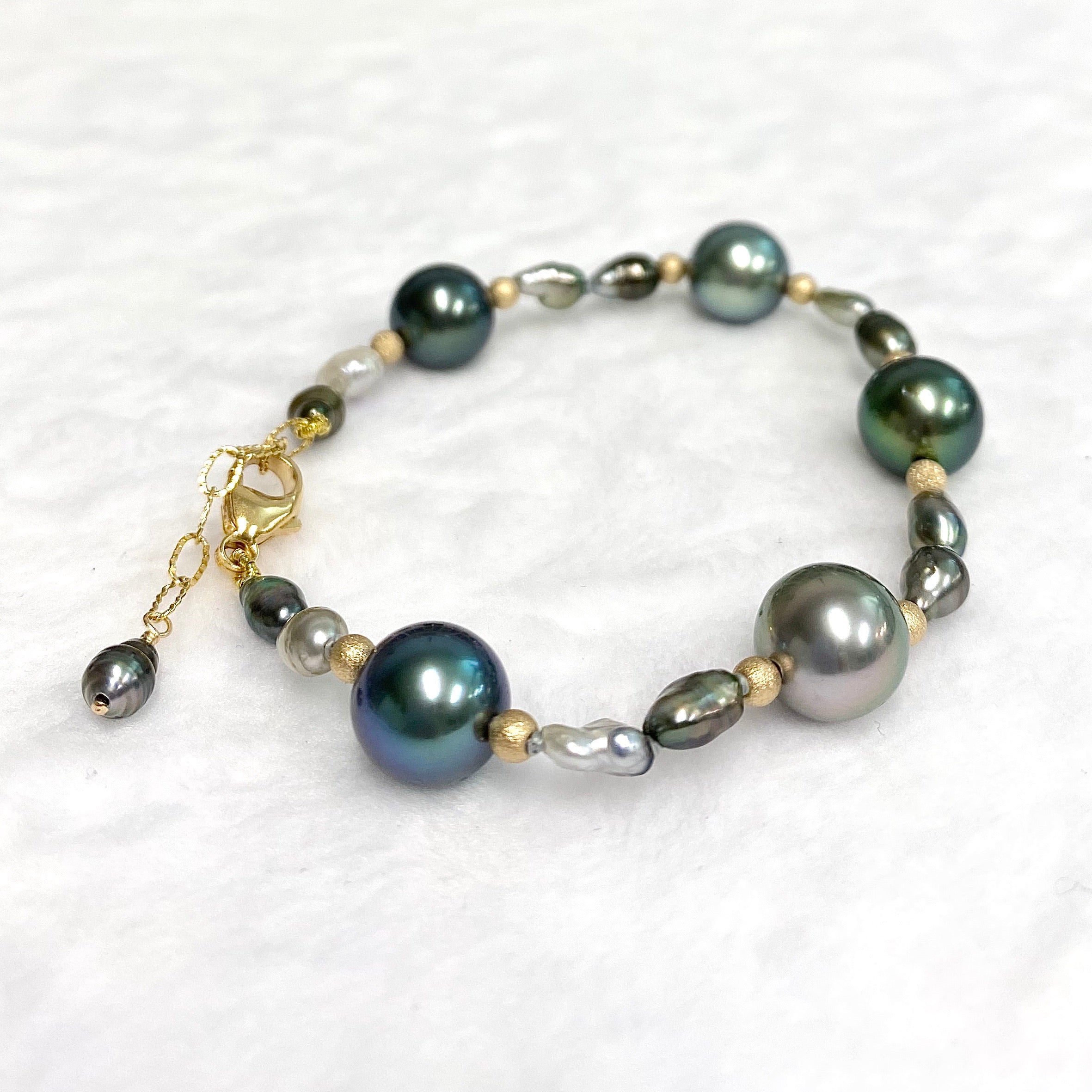 ERIS Tahitian Pearl Bracelet - Genuine Keshi & Round Pearls (B506) | Elegant Jewelry for Women, Perfect for Weddings, Parties & Special Occasions