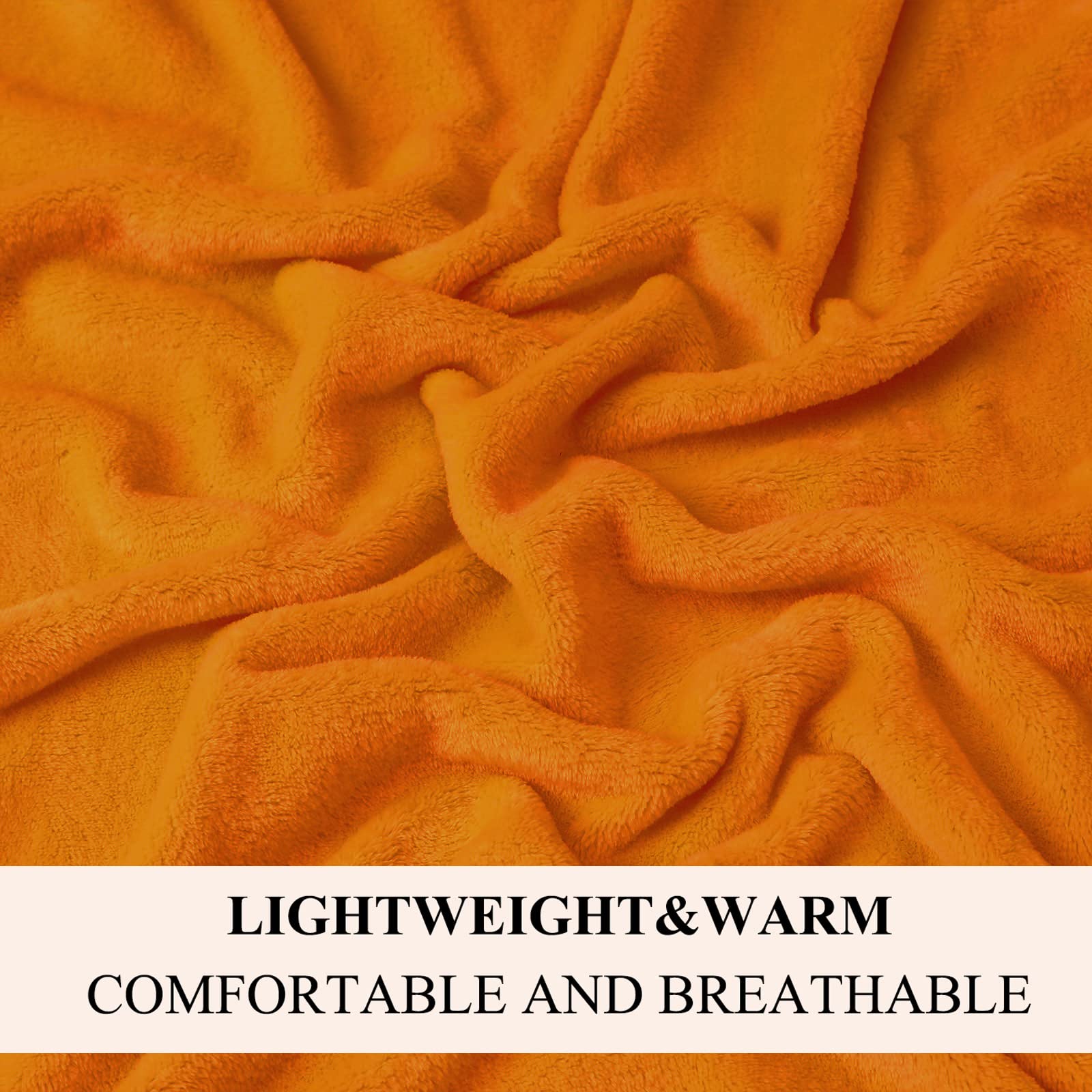 JIAHANNHA Orange Fleece Throw Blanket 60x80 Inches - Ultra Soft Plush Blanket for Couch, Sofa & Bed | Warm Velvet Bedding for Adults | Perfect for Lounging, Movie Nights & Winter Comfort