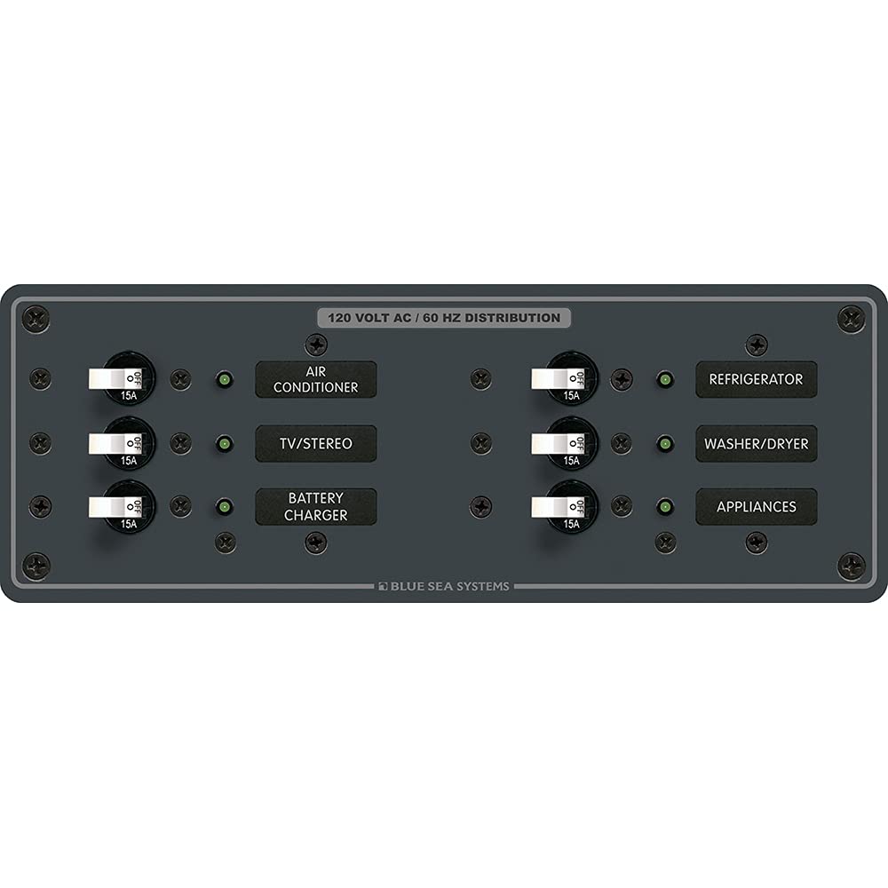 Blue Sea Systems AC 6 Position Fuse Block - Marine Grade Electrical Panel for Boats, RVs & Off-Grid Power Systems | Perfect for Marine, Automotive & Solar Applications