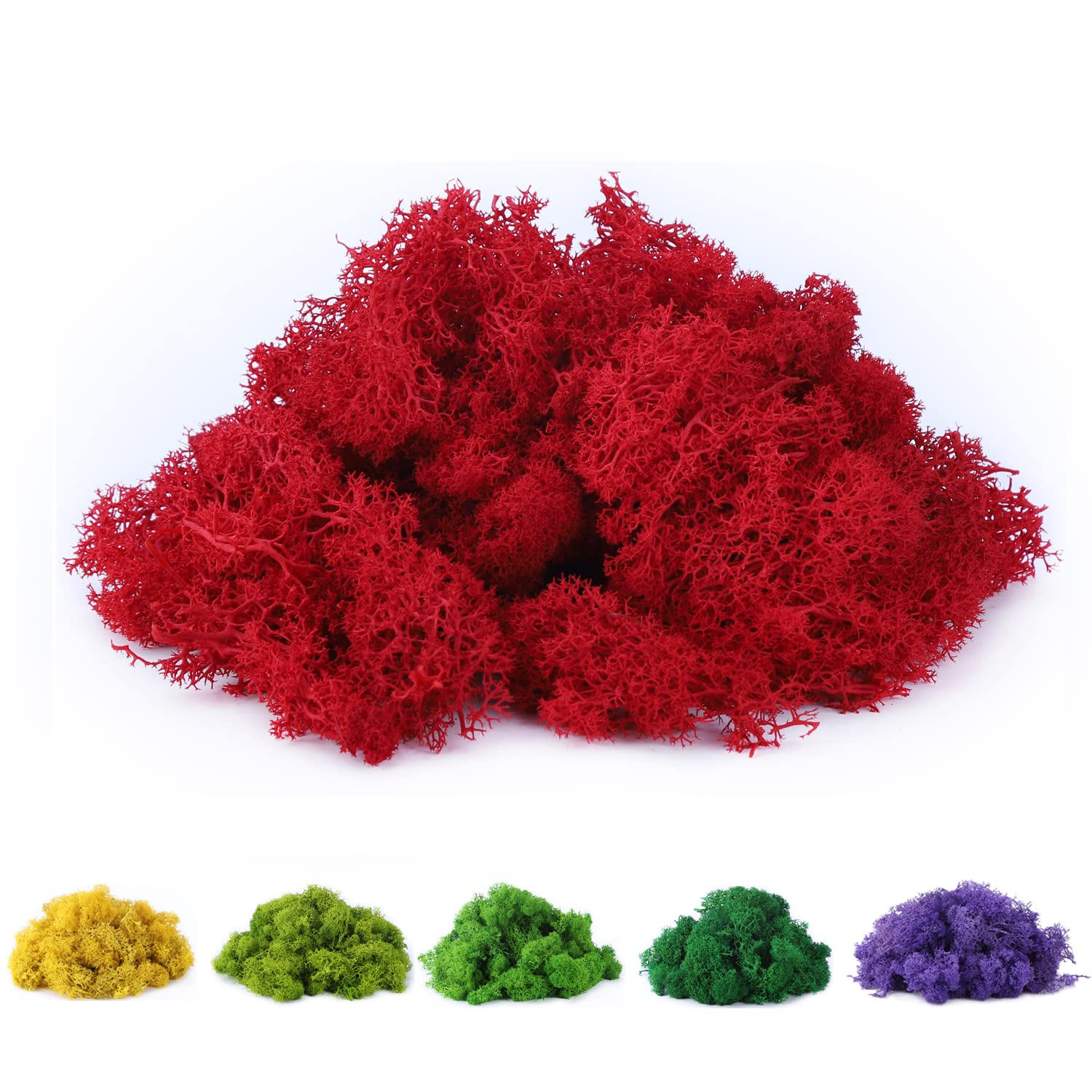 Preserved Reindeer Moss 3.5 OZ - Natural Fake Moss for Potted Plants, Terrariums, Fairy Gardens, Wall Decor, Wedding Centerpieces & Floral Crafts - Perfect for DIY Home Decor, Arts & Crafts Projects (Red)