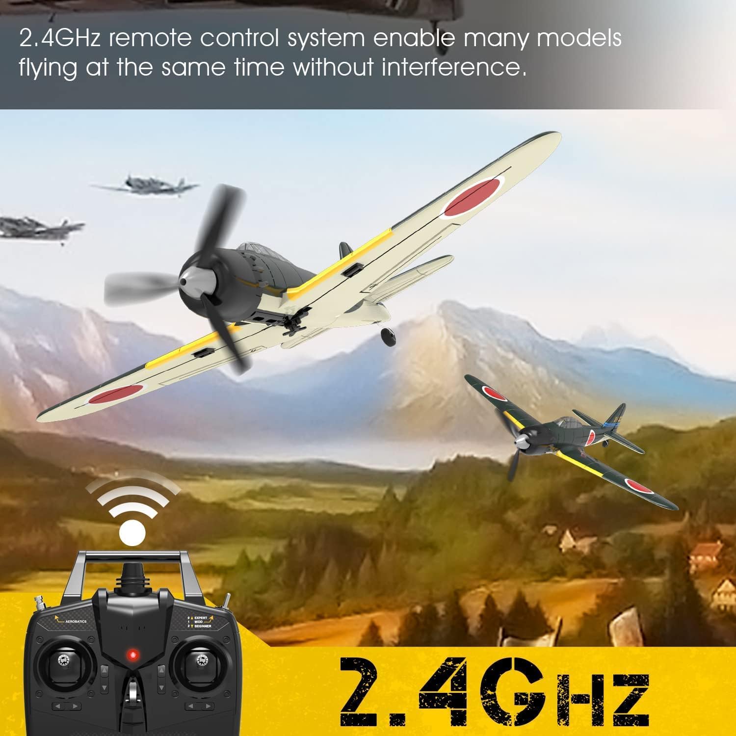 VOLANTEXRC A6M Zero WWII RC Airplane for Beginners - 4CH 2.4Ghz Remote Control Plane with Aileron, Xpilot Self-Righting & One Key Aerobatic - Perfect Gift for Adults & RC Enthusiasts (761-15 RTF) - Great for Outdoor Flying, Backyard Practice & Aerial Stunt Shows