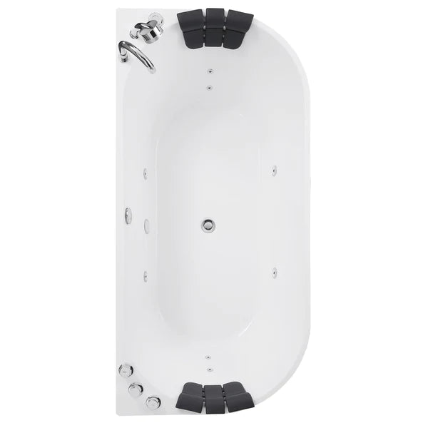 Empava 67-Inch White Acrylic Oval Freestanding Hydromassage Bathtub with Jets - 67AIS07 - Perfect for Luxury Bathrooms, Spa Relaxation & Home Therapy