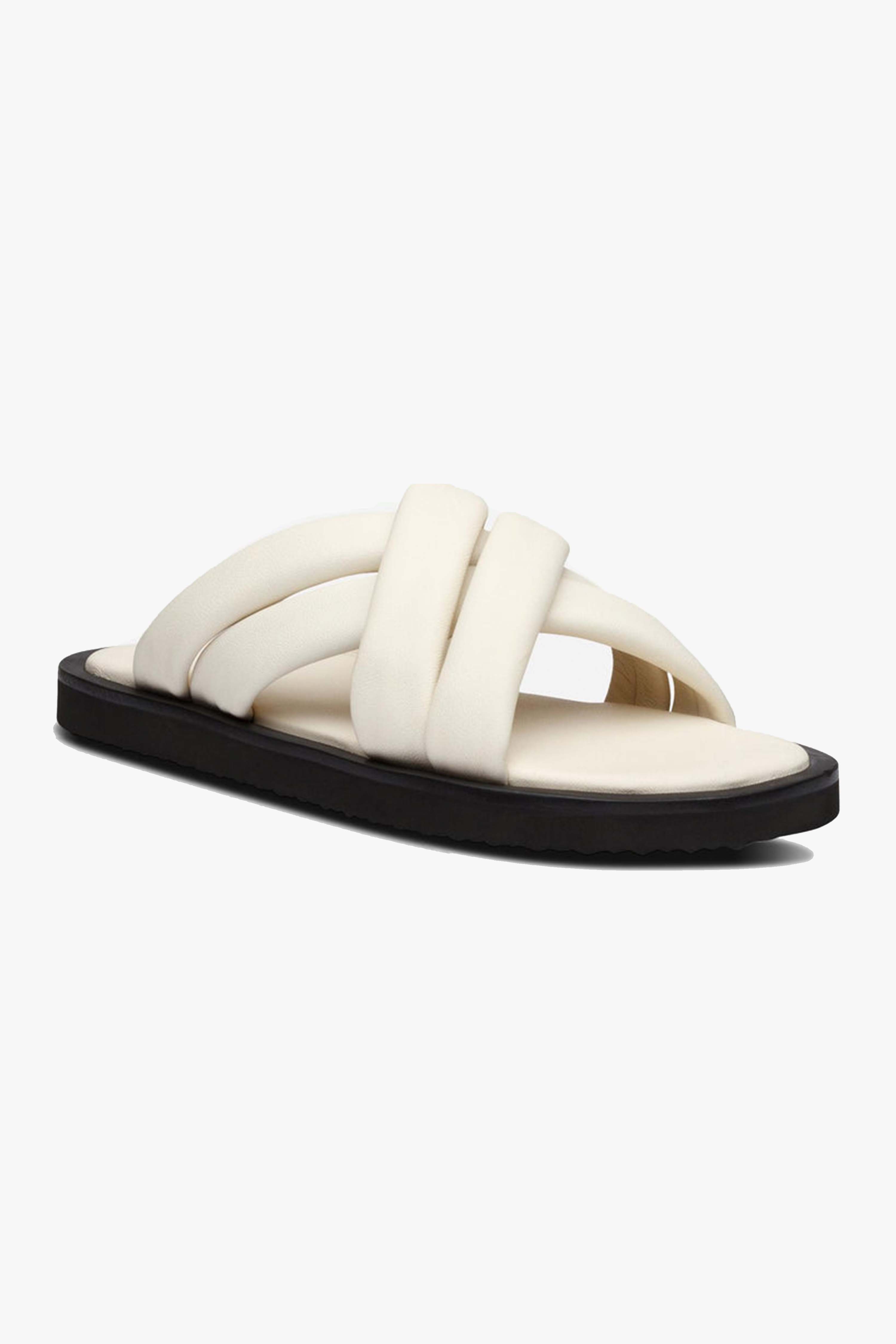Coast Off White Leather Crossover Slides - Comfortable Summer Sandals for Women & Men | Perfect for Beach, Pool, and Casual Outings