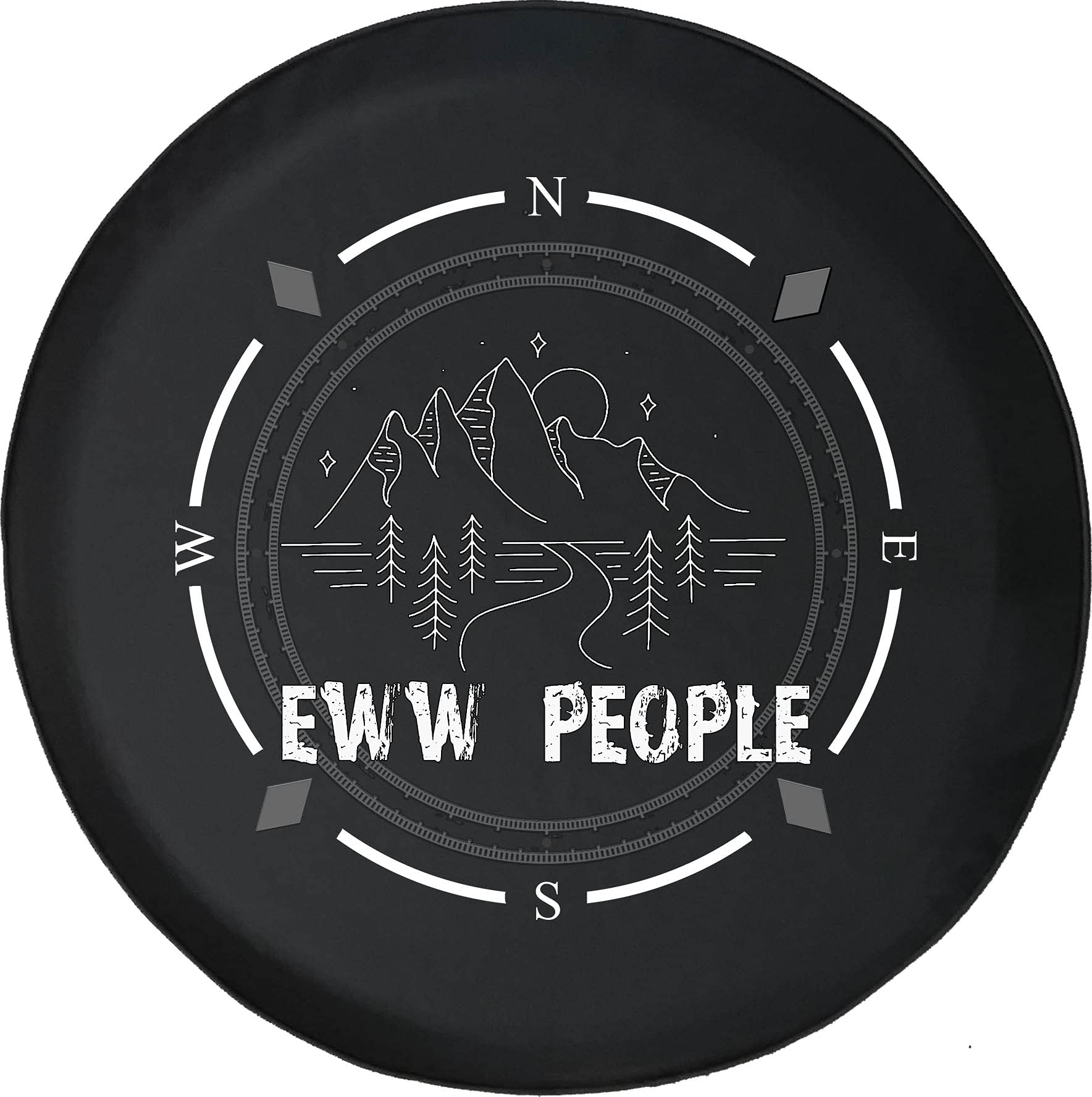 American Flag Spare Tire Cover with Compass Design - Funny 'Eww People' Print - Universal Fit for SUV, Trailer, RV & Most Vehicles - Durable Wheel Cover Accessory for Outdoor Adventures & Road Trips