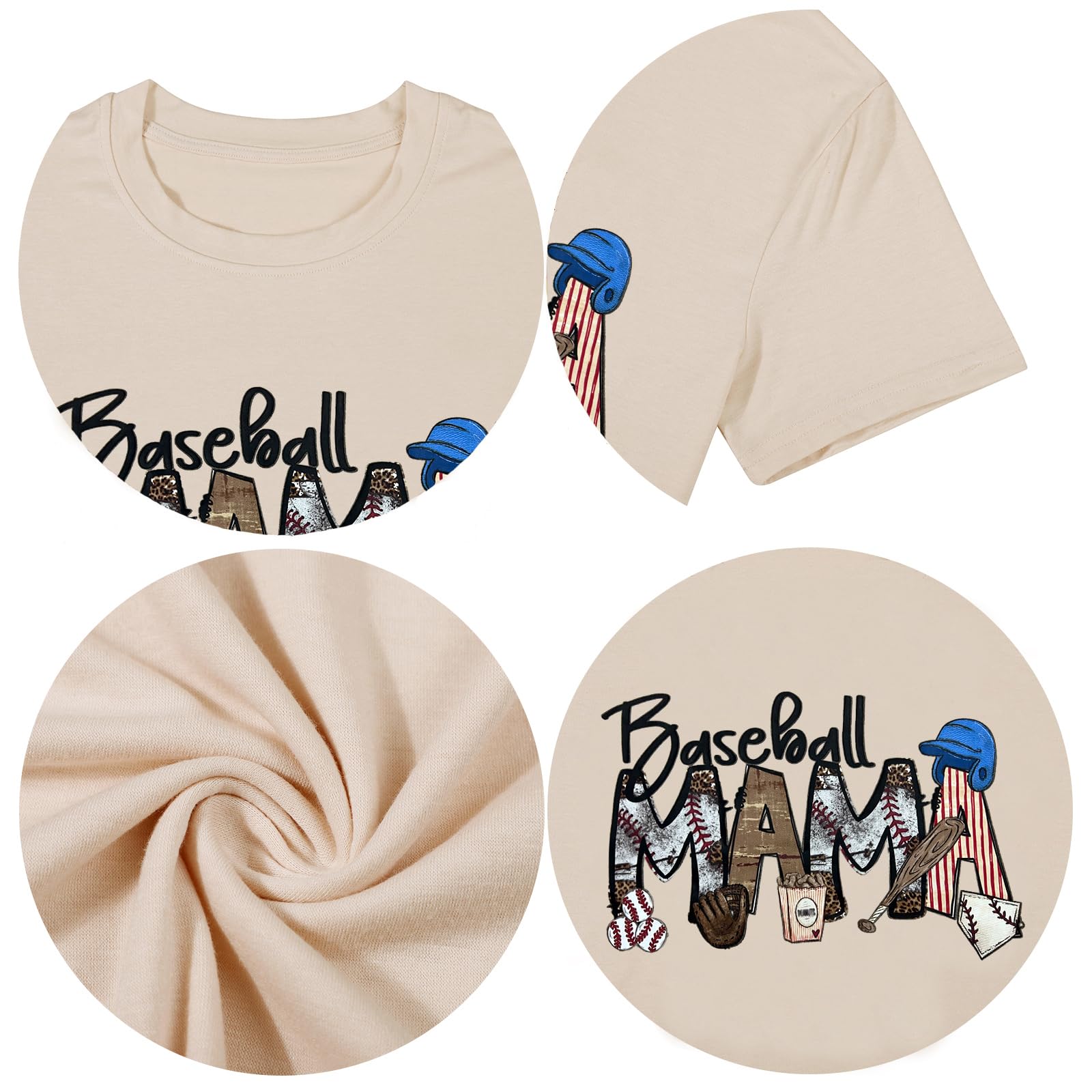 Baseball Mom Shirts for Women - Game Day Baseball Letter Print T-Shirt - Short Sleeve Baseball Mama Life Tee - Perfect for Little League Games, Team Mom Outfits & Baseball Mom Gifts