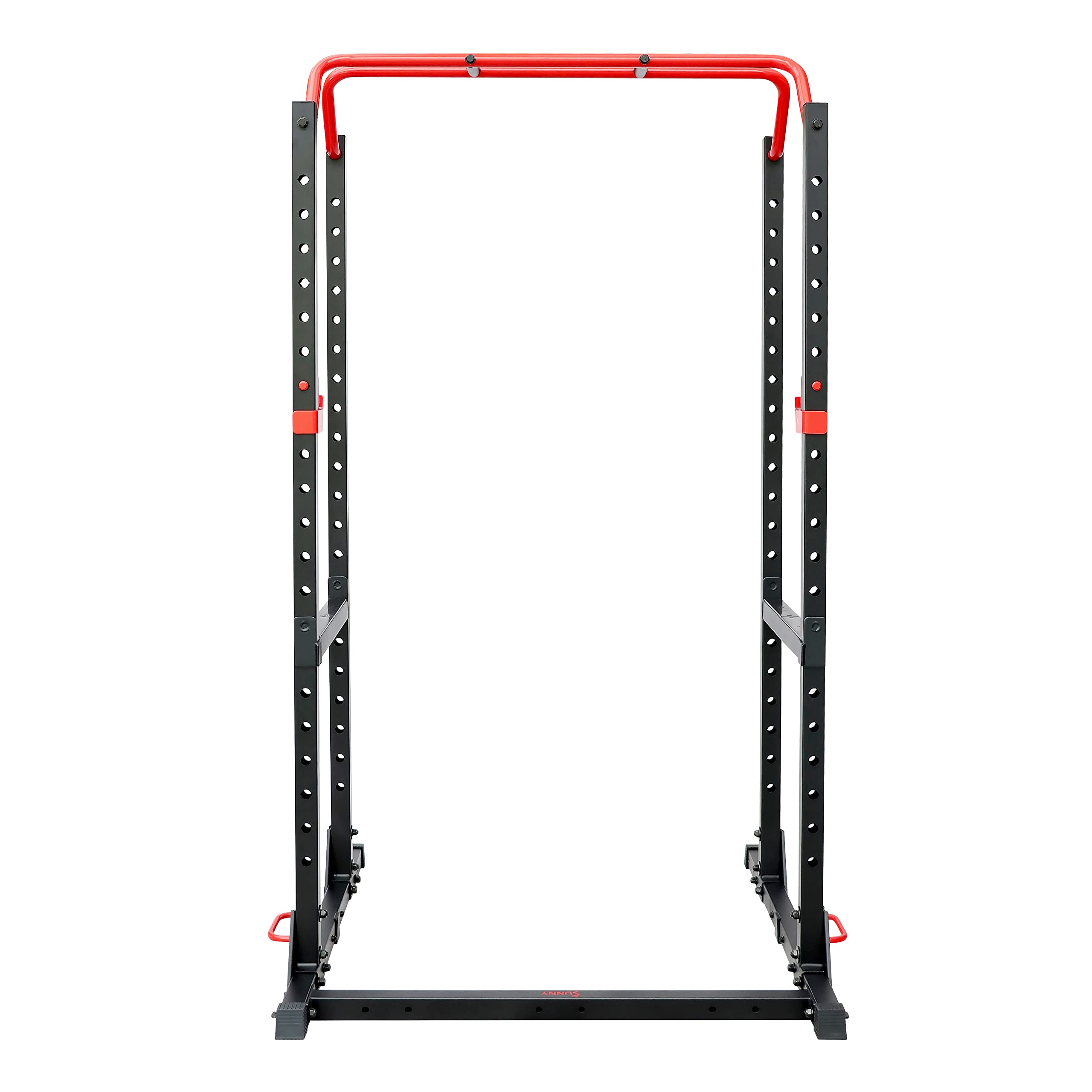Sunny Health & Fitness Power Cage & Squat Rack - Heavy Duty 1000lb Capacity with J-Hooks, Adjustable Pull-Up Bar, Weight Plate Storage & Resistance Band Posts | Home Gym Strength Training Equipment for Weightlifting, CrossFit & Bodybuilding
