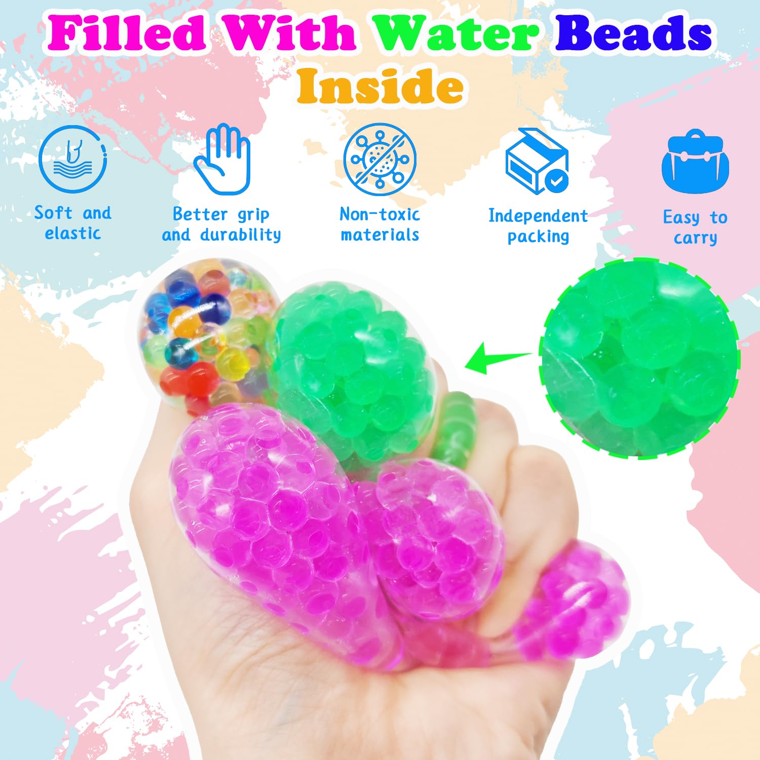 4-Piece Stress Relief Ball Set - Sensory Fidget Toys for Adults & Kids - Squishy Anti-Anxiety Toys for Birthday, Christmas Gifts - Perfect for Office, School, and Home Relaxation