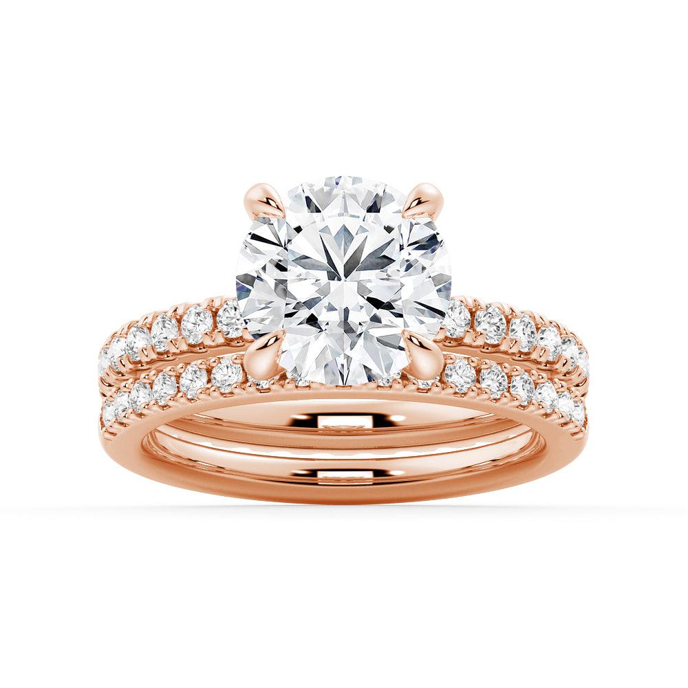 Round Moissanite Engagement Ring with Eternity Pave Band - Sparkling Wedding Jewelry for Proposals, Anniversaries & Special Occasions