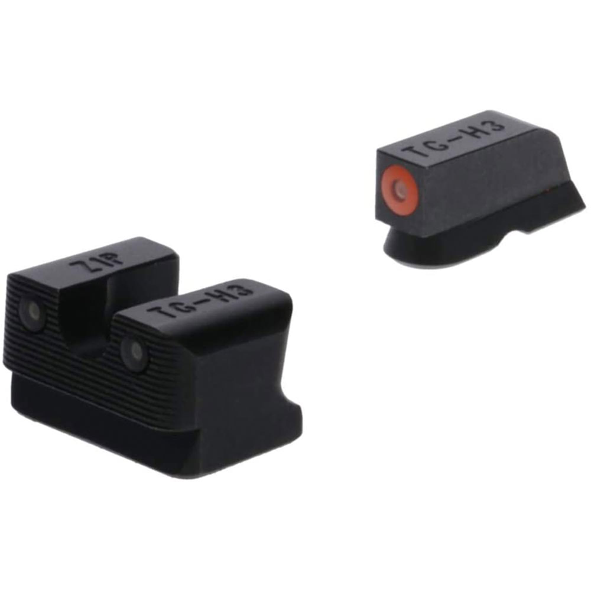 TRUGLO Tritium Handgun Night Sights - Front & Rear Sights with Orange Rings & Green Glow Dots for CZ 75 Pistols (2 Pack) | Enhanced Low Light Visibility for Home Defense & Tactical Shooting