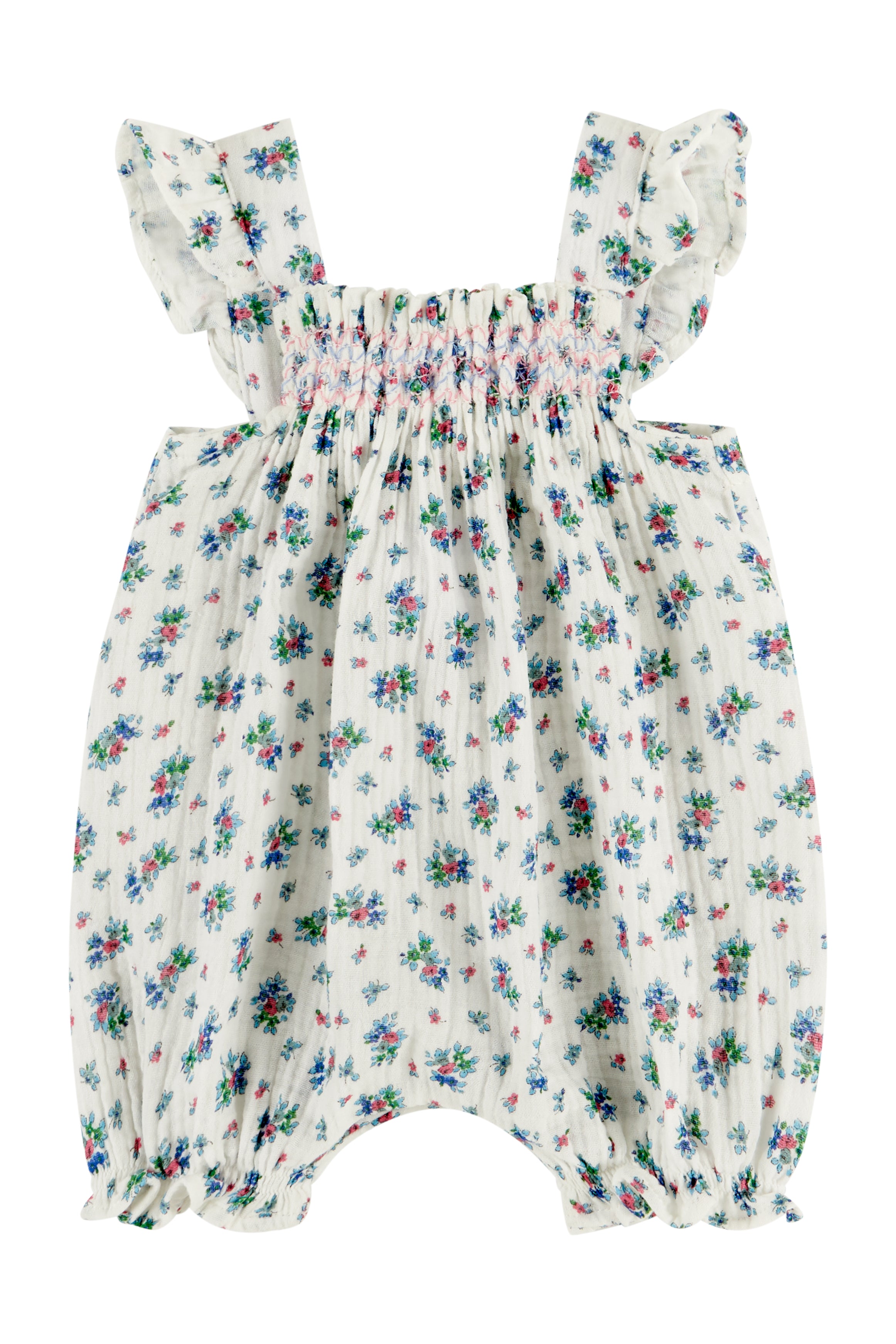 Miriam Women's Dusky Blue Floral Romper Jumpsuit - Casual Summer Outfit for Beach, Vacation & Date Night