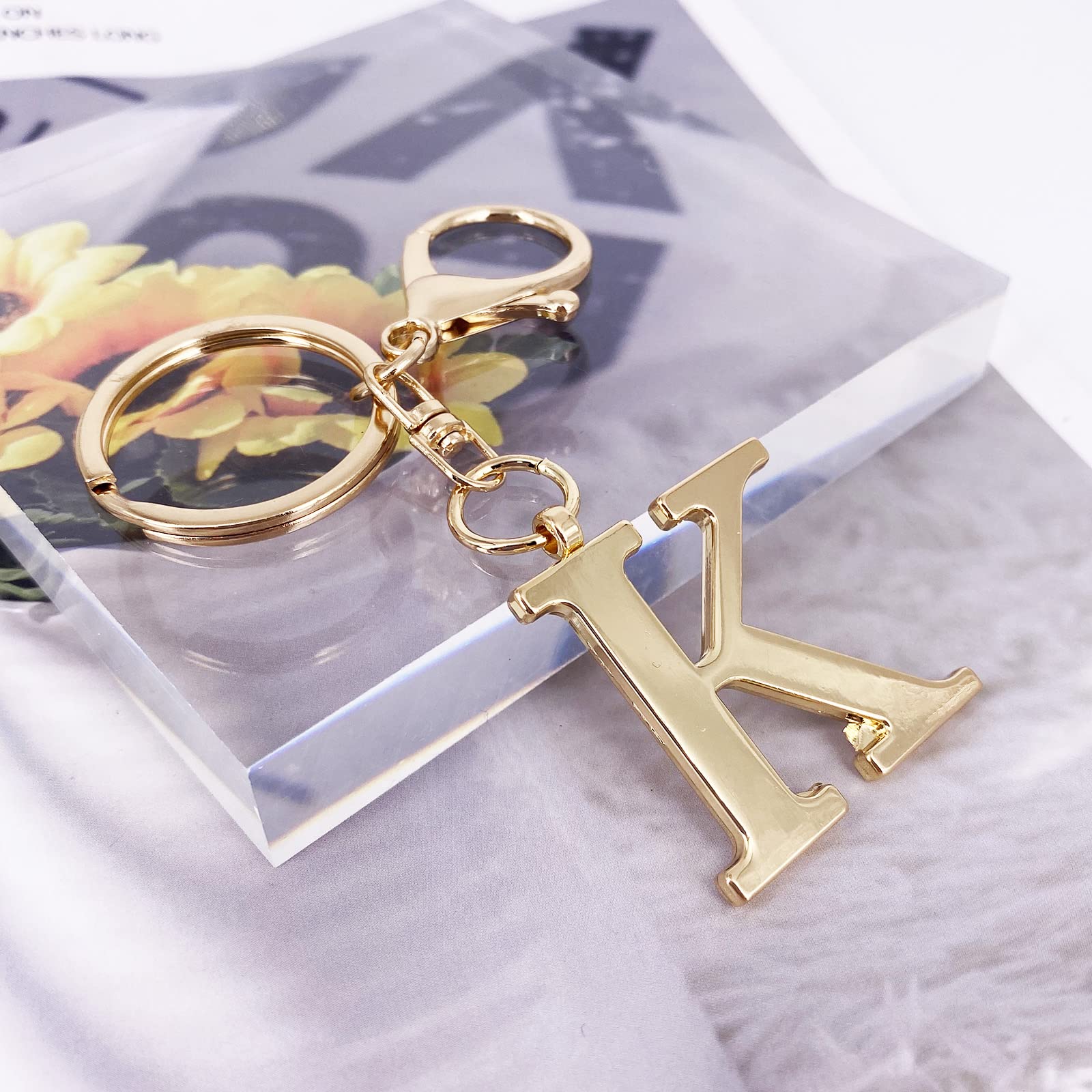 Personalized Gold Letter A-Z Keychain for Women - Custom Initial Charm for Handbags, Purses & Backpacks - Stylish Bag Accessory Gift for Her (Great for Gifts, Travel & Everyday Use)
