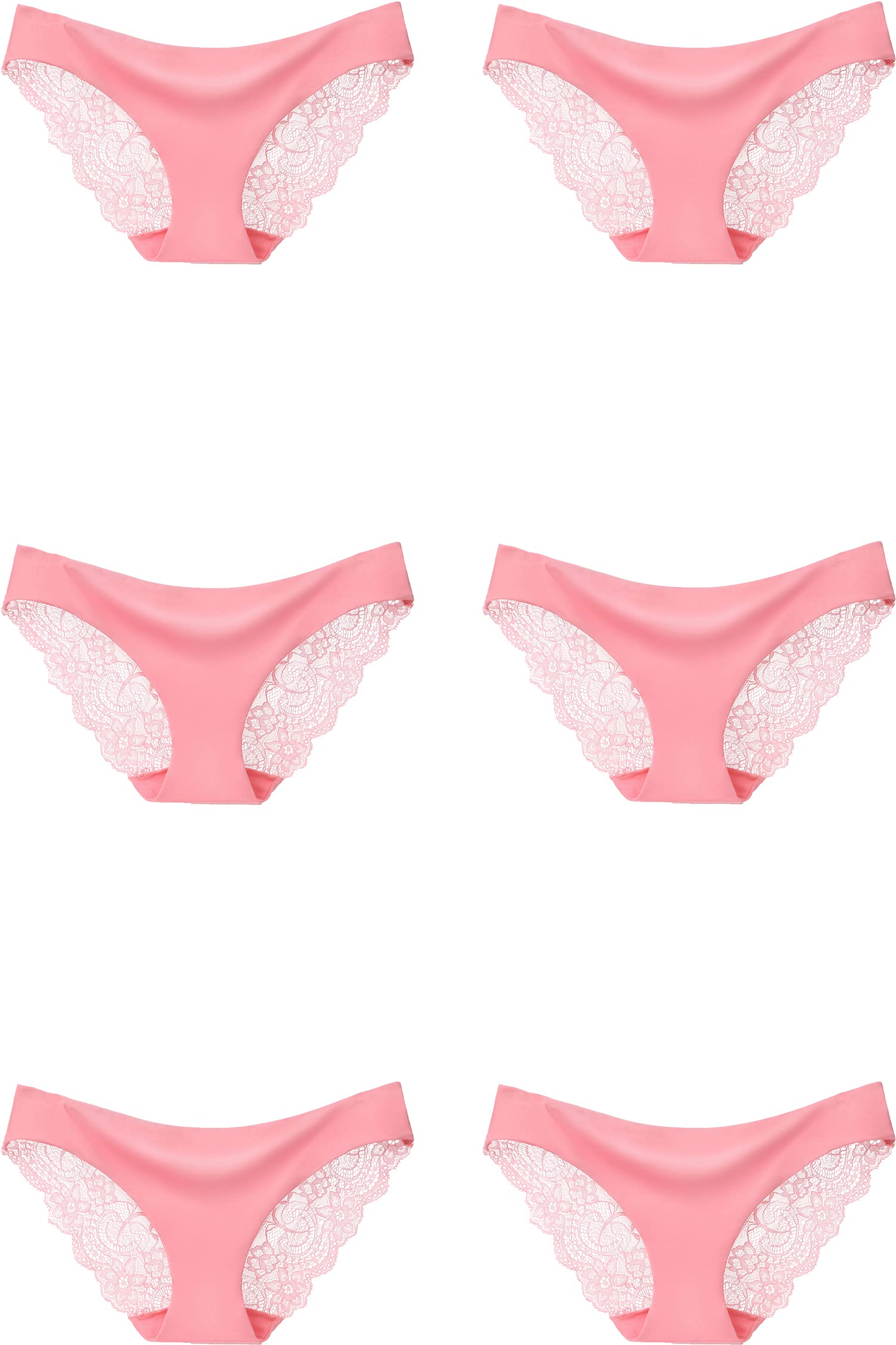 VISSAY Women's Lace Panties - 6 Pack Seamless Ice Silk Underwear Set, Low Rise Sexy Briefs for Everyday Comfort & Special Occasions