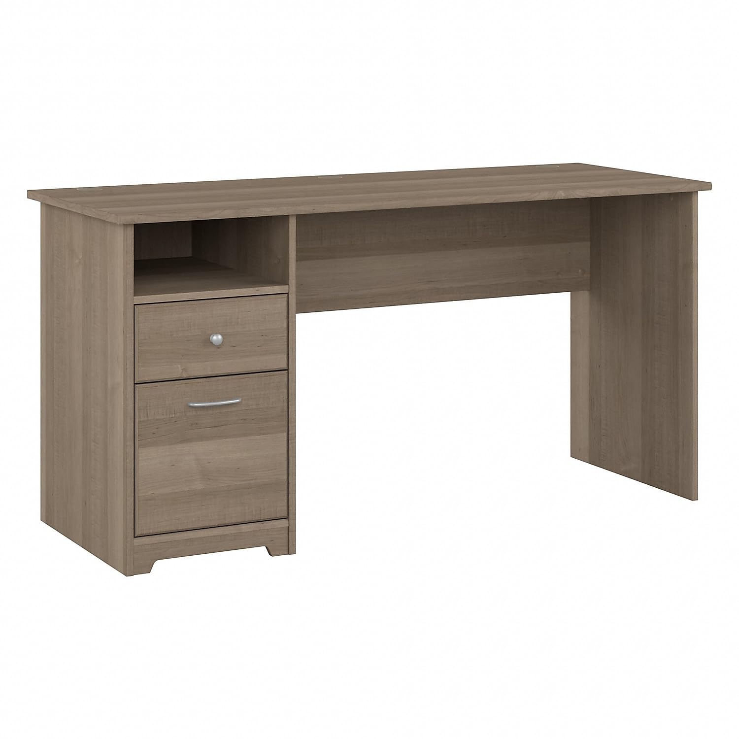 Bush Furniture Cabot 60W Home Office Desk with Storage Drawers & Chrome Hardware - Elegant Computer Workstation for Small Spaces, Remote Work & Study - Ash Gray Finish