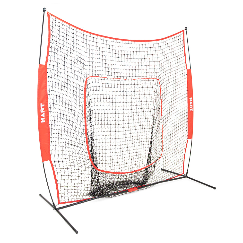 HART Baseball Softball Practice Net - Portable Pitching & Hitting Training Backstop for Backyard, Field, and Gym Use