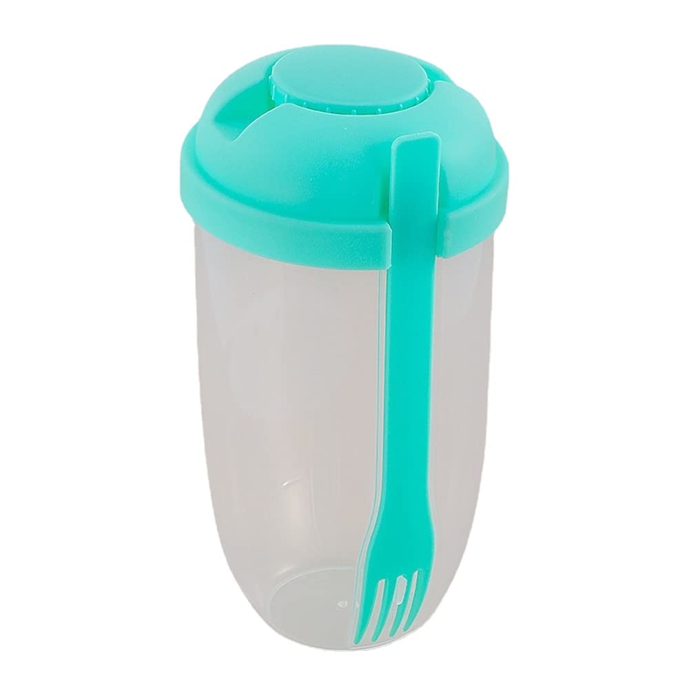 YunQin Creative Fresh Salad Cup with Fork & Sauce Cup - Portable Bento Food Box for Picnic, Fitness, Weight Loss - Perfect for Office Lunch, Gym & Outdoor Activities (Green)