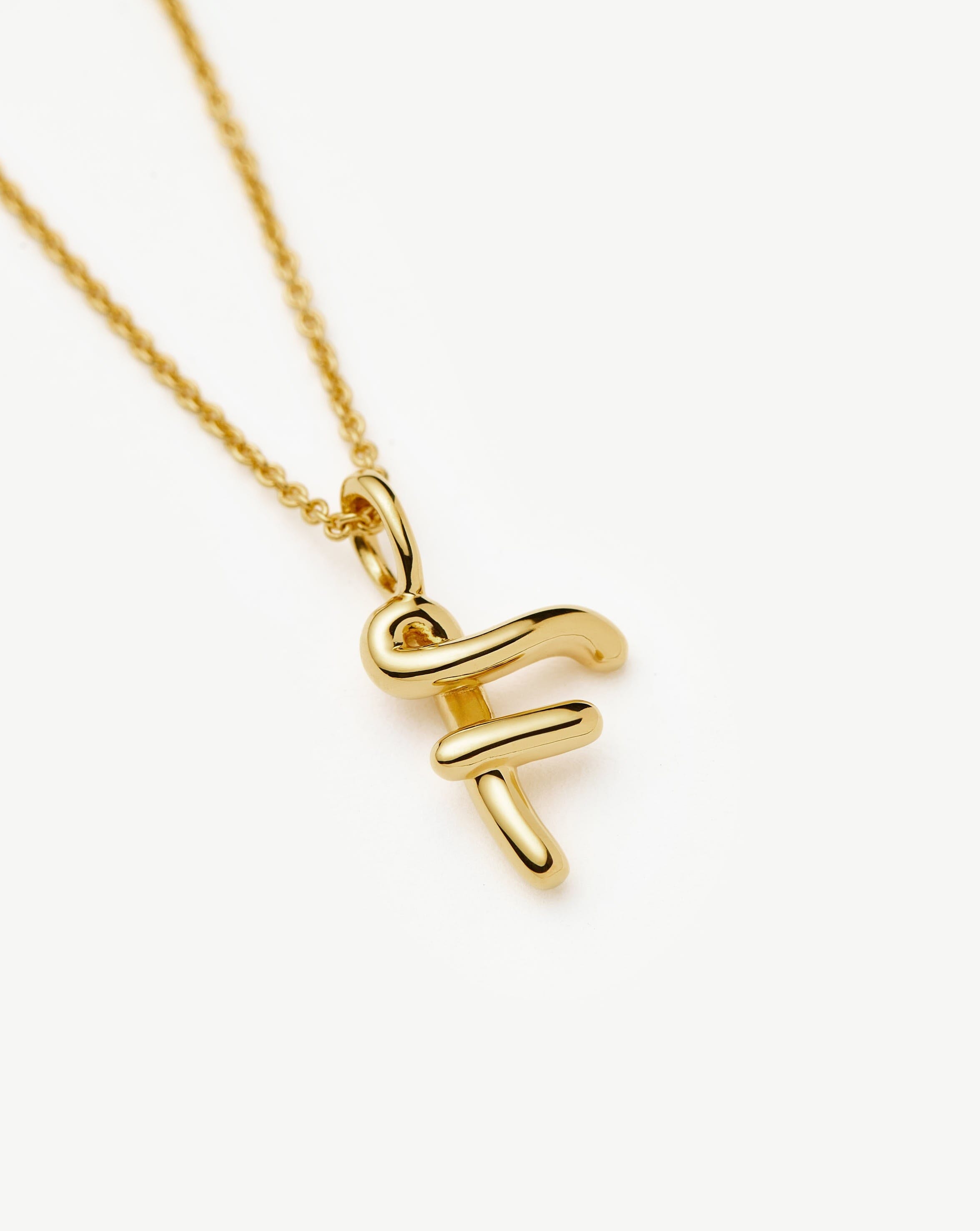 Curly Molten Mini Initial Necklace - Personalized Letter F Pendant in 18k Gold Vermeil | Dainty Layering Jewelry for Women, Perfect Gift for Birthday, Anniversary & Valentine's Day