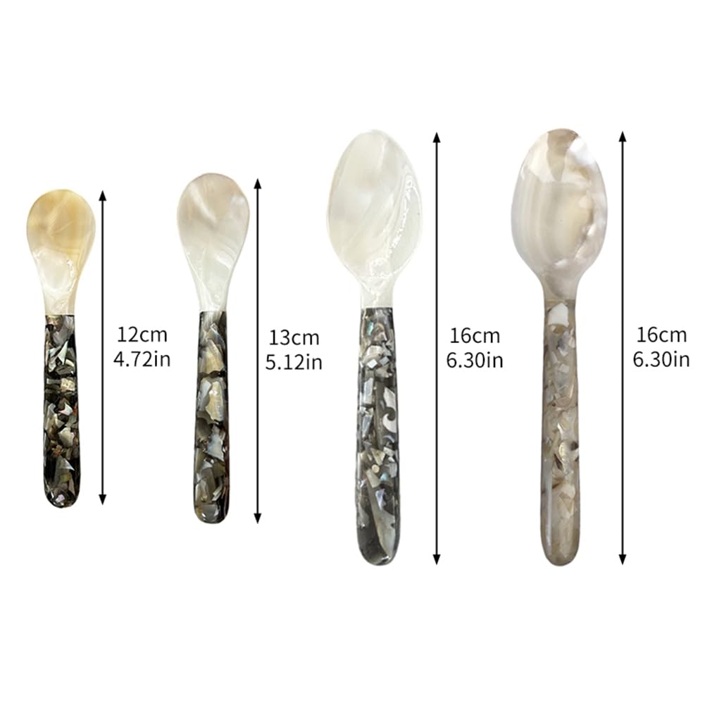 Handcrafted Mother of Pearl Caviar Spoons - Elegant Soup & Serving Spoons with Artisanal Spliced Handle for Caviar, Eggs, Ice Cream, Salt & Coffee - Perfect for Fine Dining, Gourmet Gifts & Luxury Table Settings