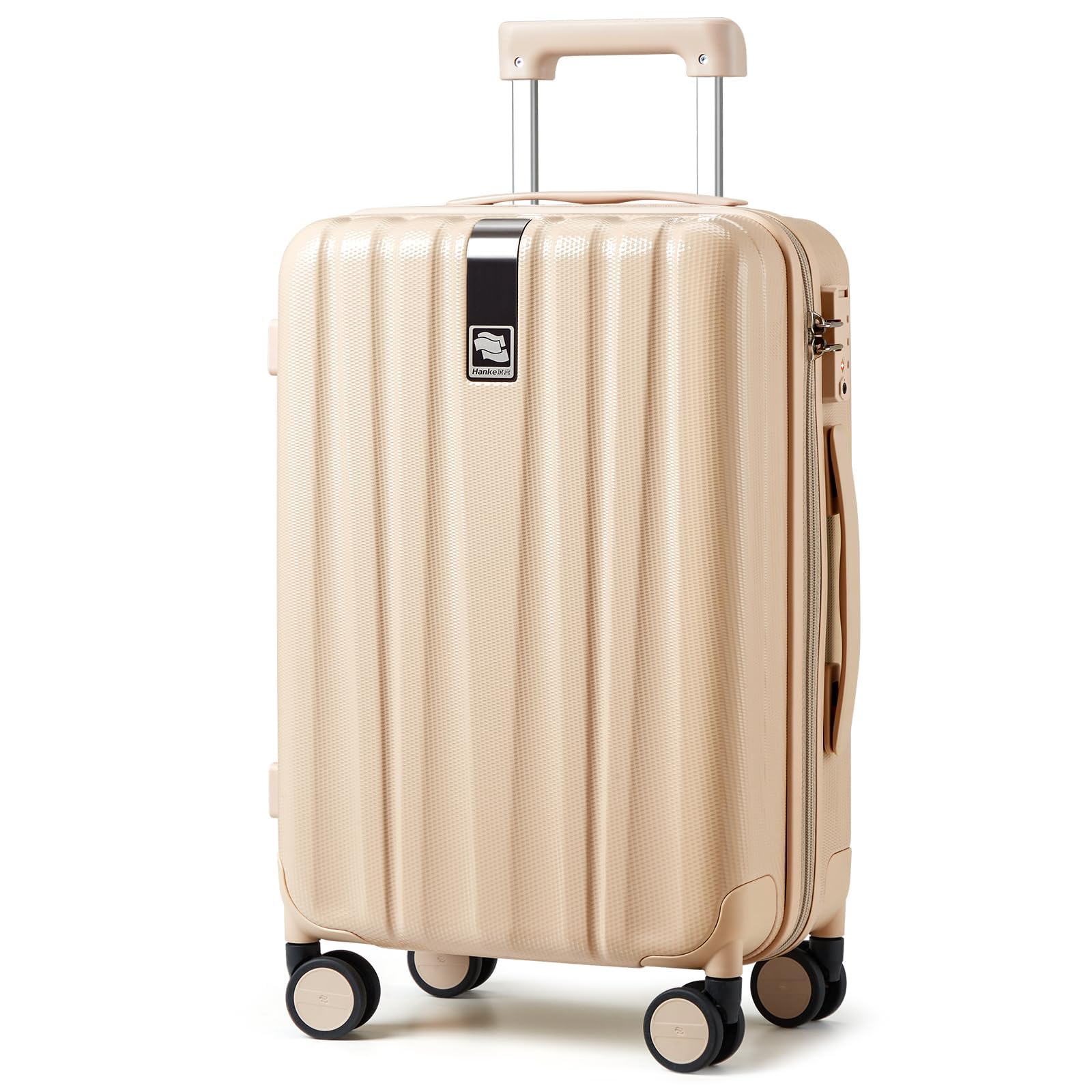 Hanke 24 Inch Lightweight PC Hard Shell Spinner Wheel Luggage Suitcase with TSA Travel Locks - Medium Checked Size (Cuba Sand) - Perfect for Business Trips, Vacations & Air Travel