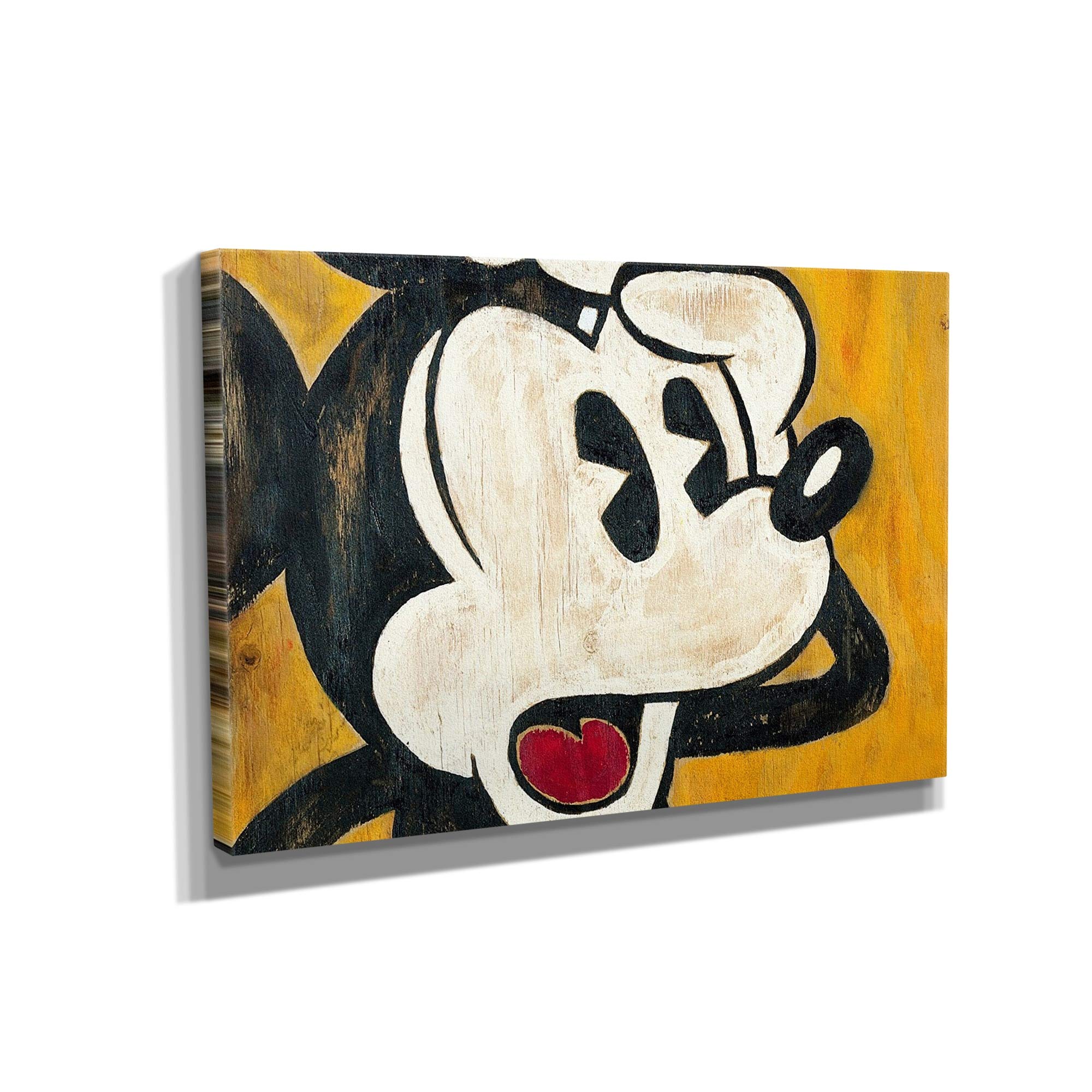 Vintage Mickey Mouse Canvas Wall Art - 36x24 Inch Gallery Wrapped Disney Home Decor for Living Room, Bedroom & Office