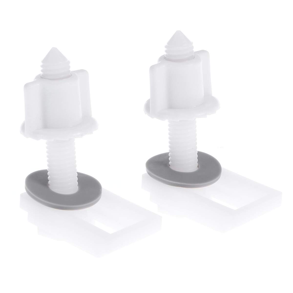 DOITOOL 6-Piece White Plastic Toilet Seat Cover Hinge Bolt Screw Kit with Nuts & Washers - Universal Bathroom Accessories for Toilet Seat Repair and Replacement (Random Gasket Color) - Perfect for Home, Hotel, and Public Restroom Maintenance