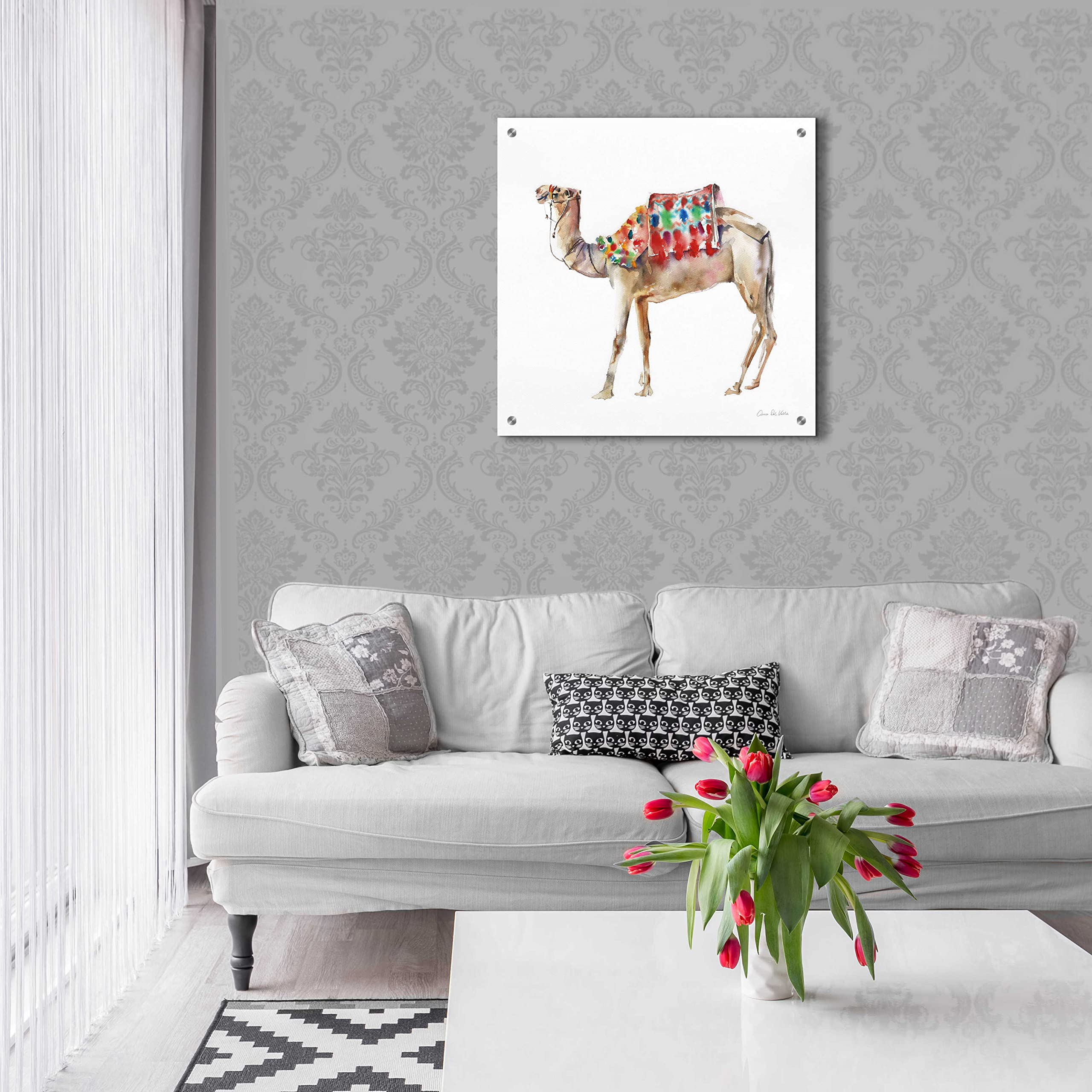Alan Majchrowicz 'Desert Camel II' Acrylic Glass Wall Art - 24x24 Inches Modern Home Decor for Living Room, Bedroom & Office