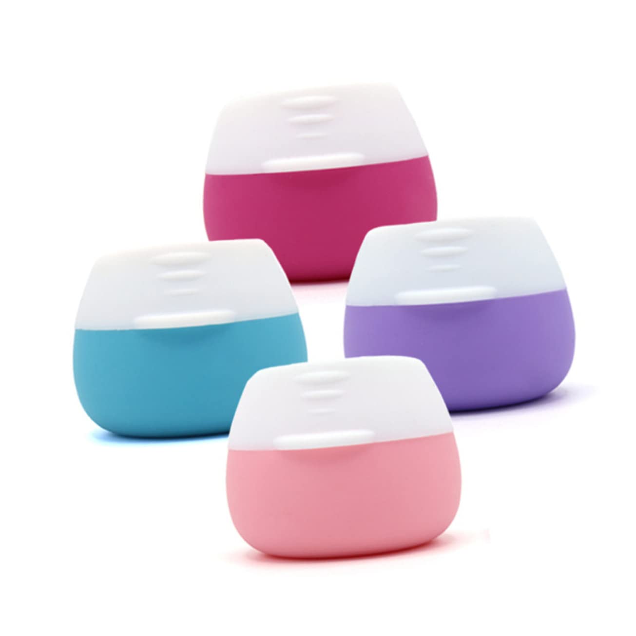 Minkissy 4-Piece Blue & Purple Silicone Travel Bottles Set - Refillable Cosmetic Containers with Clear Lids (Pink/Red) - Perfect for Toiletries, Shampoo, Lotion & Skincare Products - TSA Approved Leak-Proof Portable Bottles for Vacation, Gym & Daily Use