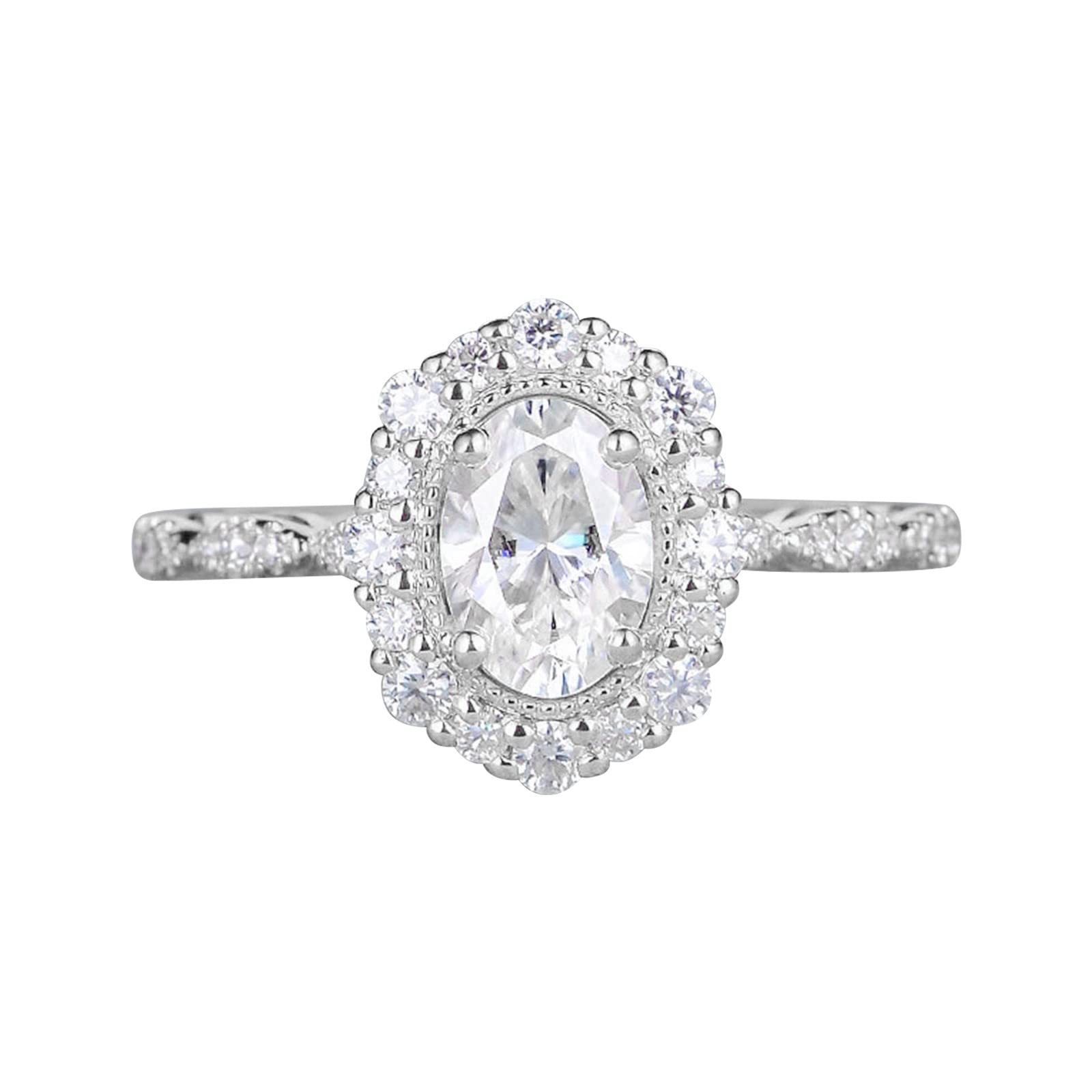 Elegant Oval Microset Zircon Silver Ring for Women - Size 10 | Trendy Fashion Jewelry & Wedding Accessory | Perfect for Parties, Date Nights & Special Occasions