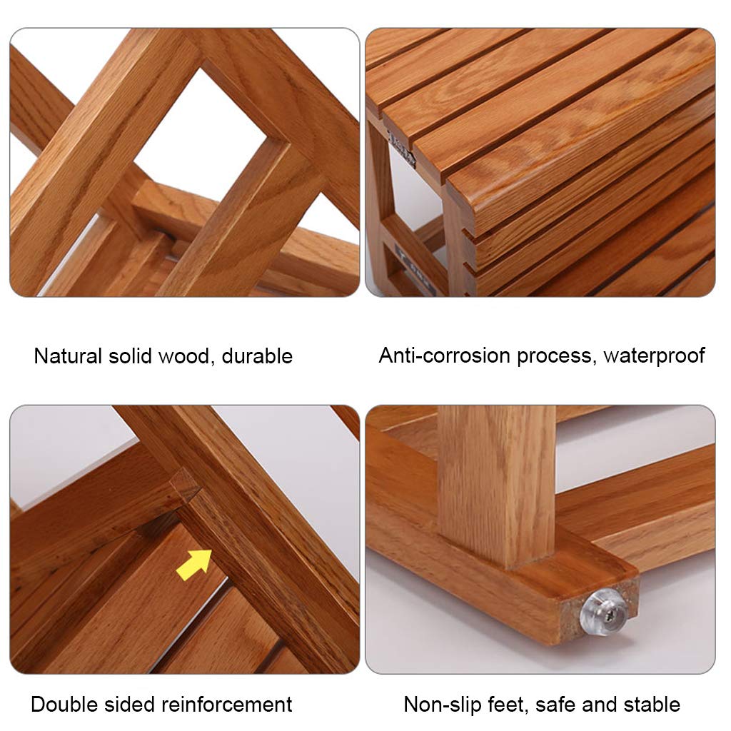 **ZDW Multifunctional 3-Step Wooden Folding Step Stool - Solid Wood, Portable, Space-Saving for Kitchen, Bathroom, Gardening, and Home Use (Flower Stand/Footrest)**