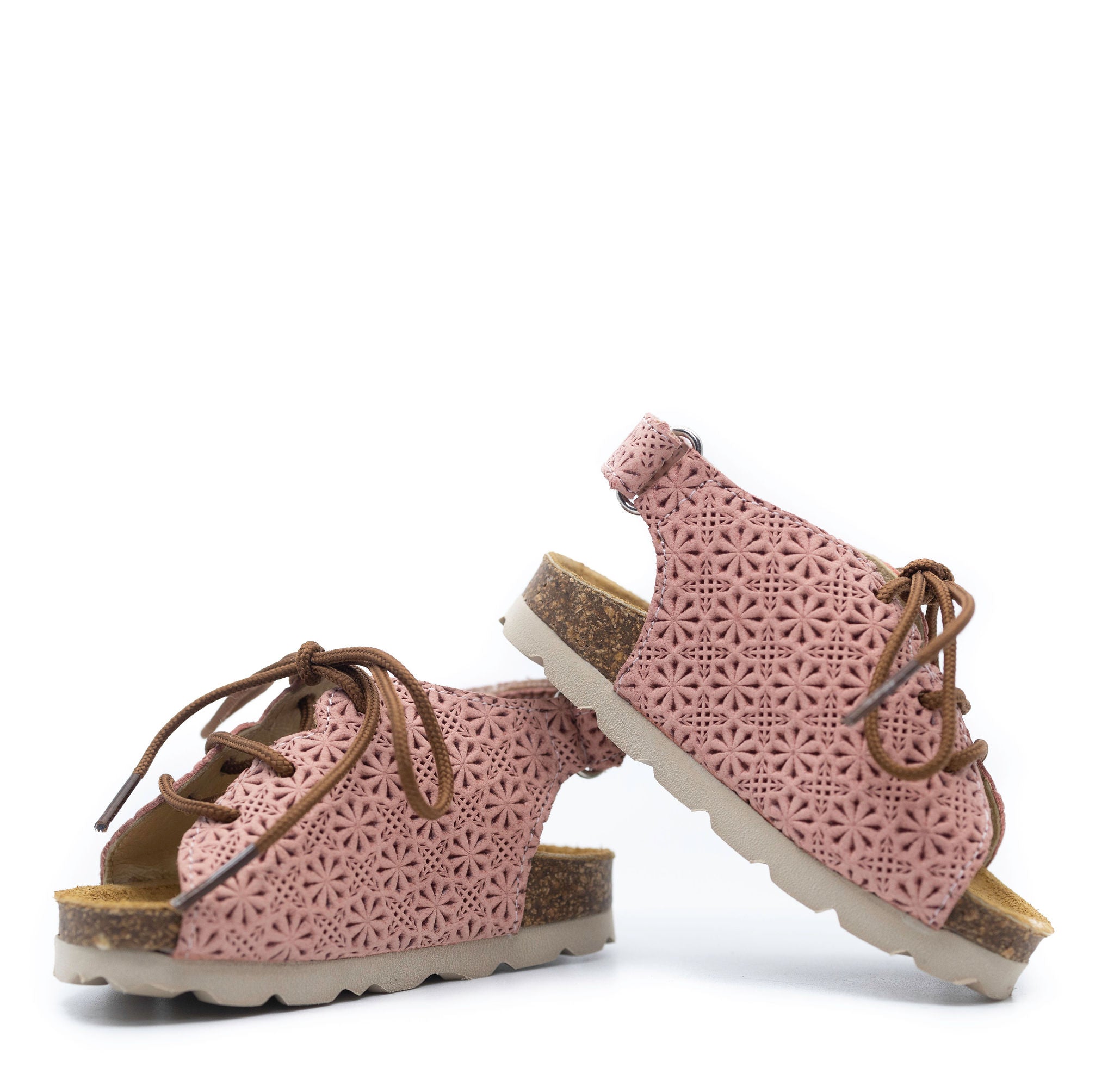 Blublonc Coral Flower Perforated Lace Baby Sandals - Soft & Breathable First Walkers for Girls & Boys - Perfect for Summer, Beach, Parties & Special Occasions