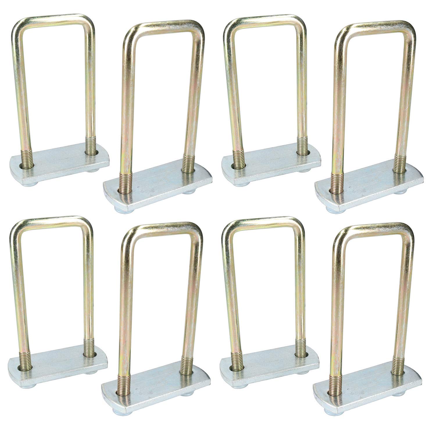 8 Pack M10 50mm x 130mm Heavy Duty U-Bolt and N-Bolt Kit with Steel Plates & Nuts - High Tensile Strength for Automotive, Marine, and Construction Applications