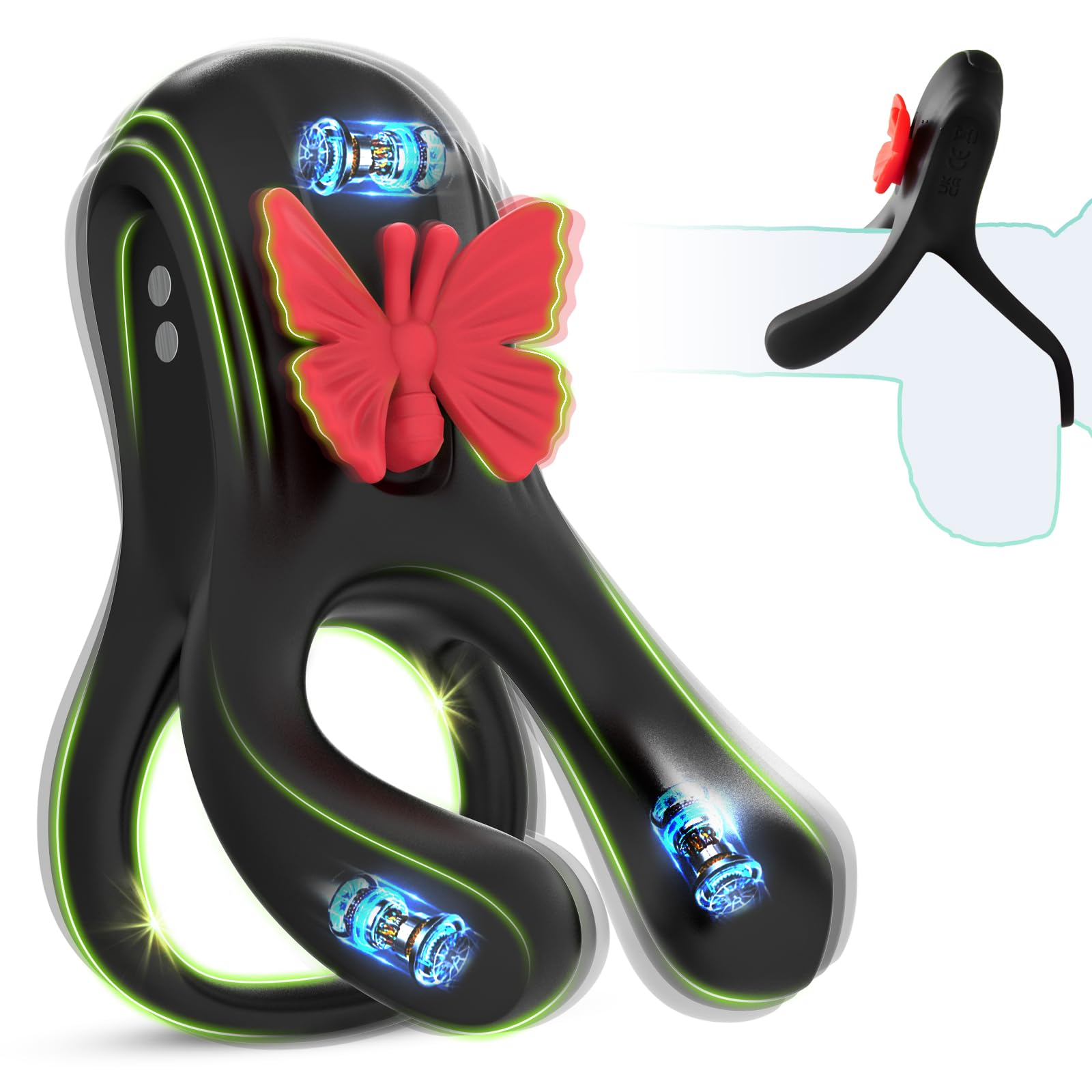 Quzar 3-in-1 Vibrating Cock Ring with Clitoral Stimulator - 3 Motors & 10 Vibration Modes for Couples Pleasure | Enhance Intimacy in Bedroom, Spice Up Date Nights & Improve Couples Bonding