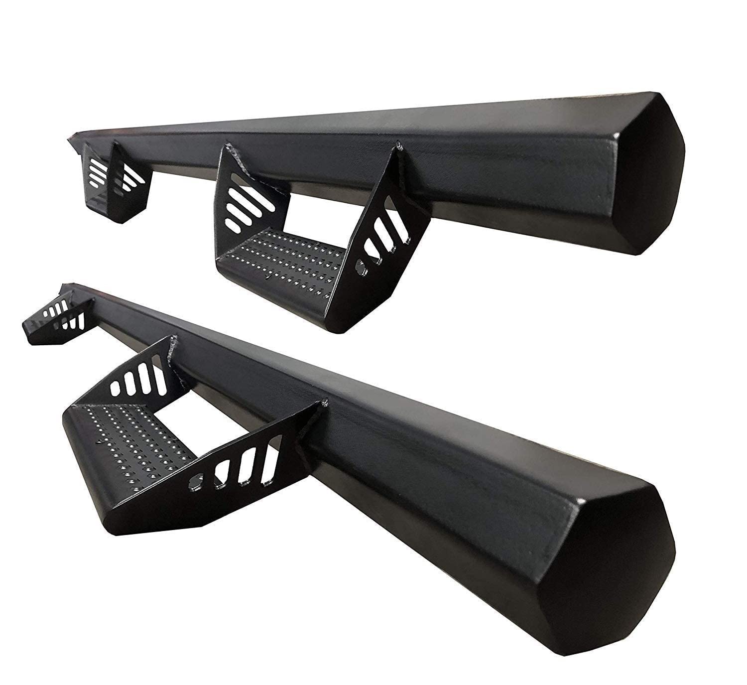 2016-2020 Nissan Titan Crew Cab Black Running Boards - Hex Style Nerf Bars/Side Steps for Enhanced Entry & Exit | Perfect for Off-Roading, Daily Commute & Truck Customization