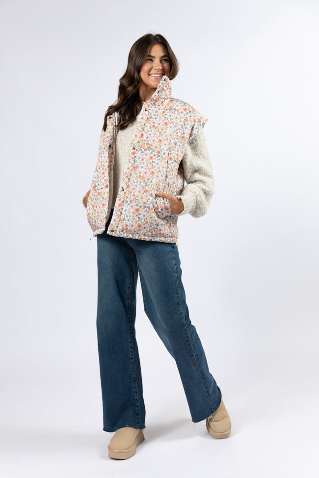 Women's Stylish Multi Floral Printed Puffer Vest - Lightweight Warm Winter Jacket for Outdoor Activities, Hiking & Casual Wear - FINAL SALE
