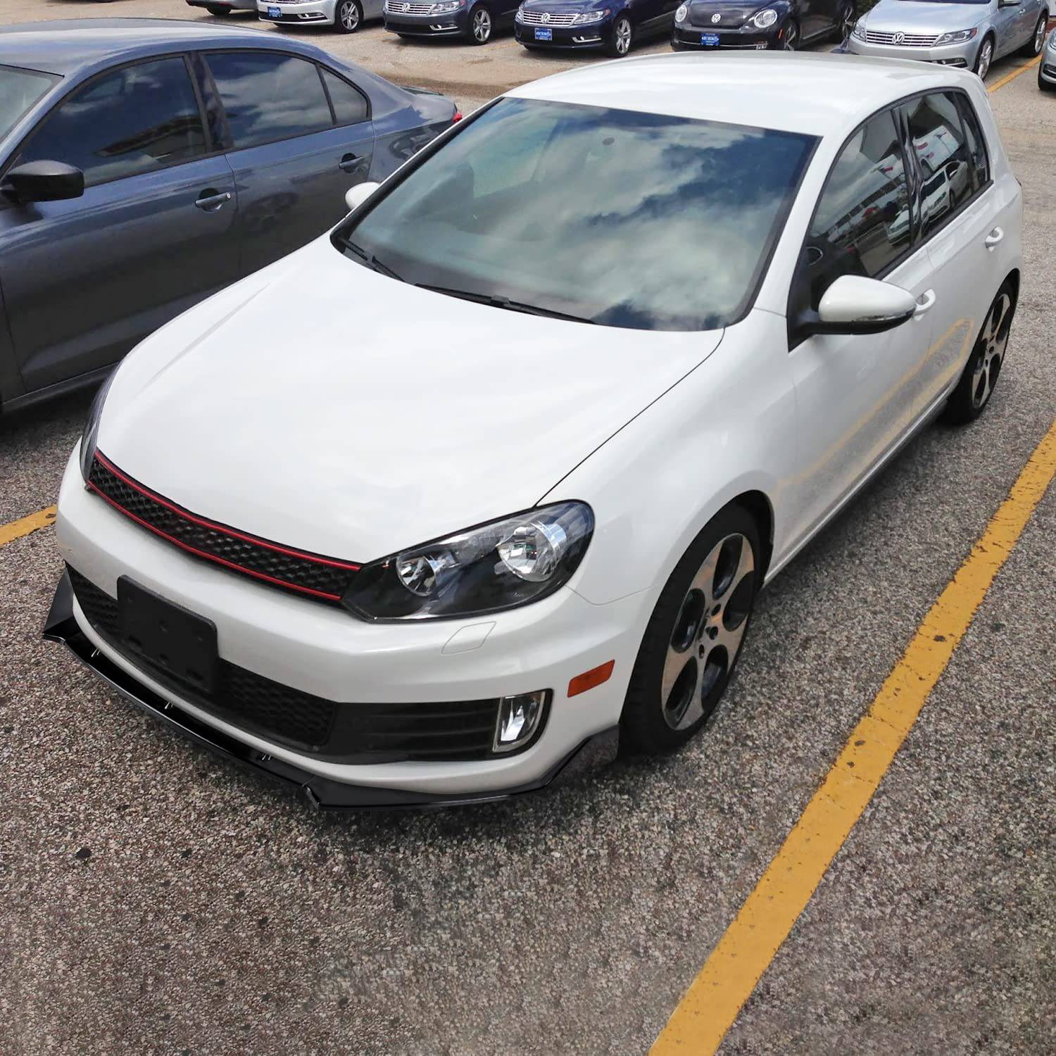 Glossy Black 3-Piece Front Lip Spoiler for 2010-2013 Volkswagen Golf 6 GTI - Enhance Style & Aerodynamics - Perfect for Street Racing & Car Shows
