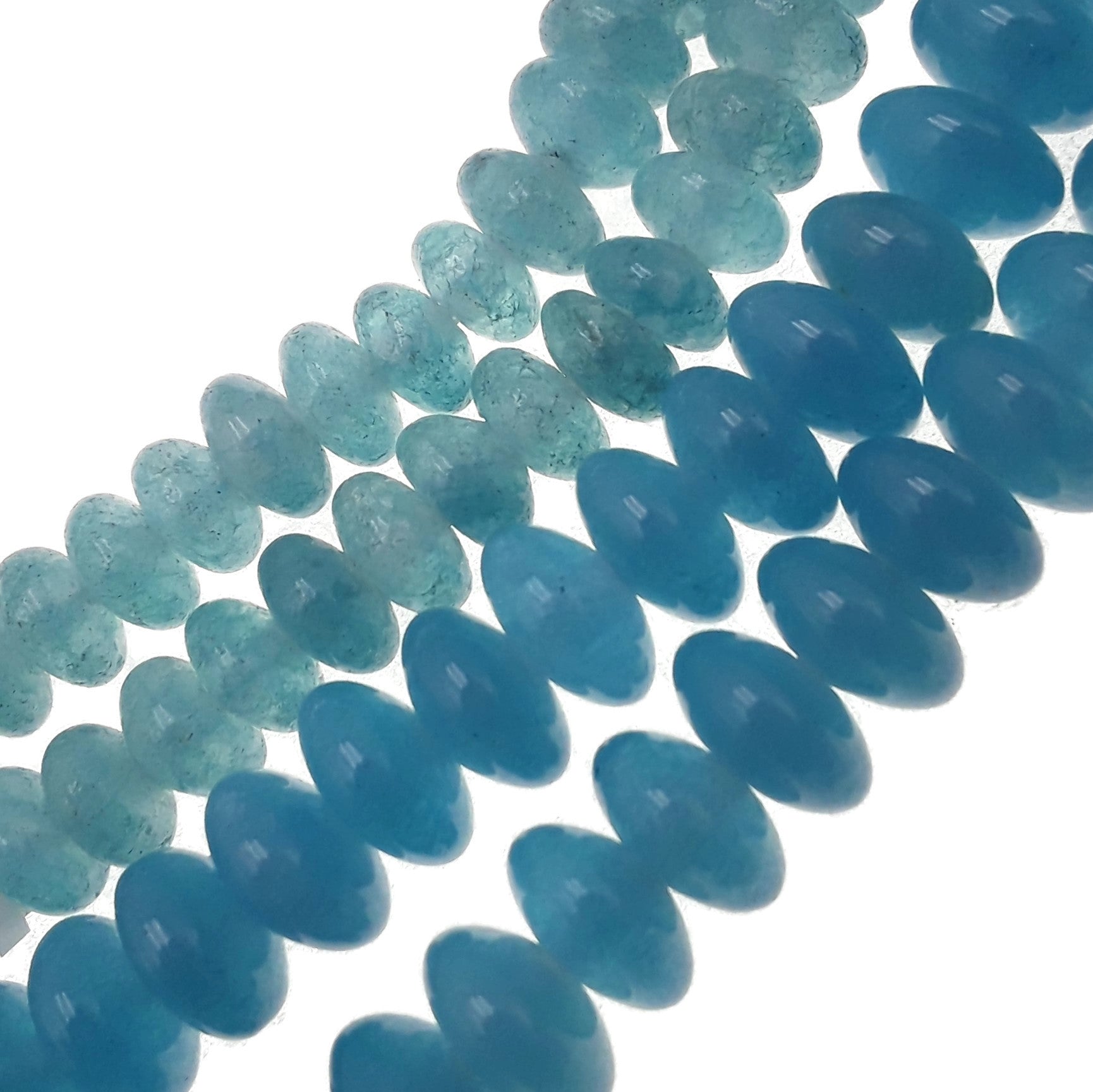 2.0mm Large Hole Blue Sponge Quartz Smooth Rondelle Beads (5x8mm, 6x10mm, 8 Strand) - Perfect for DIY Jewelry Making, Bracelets, Necklaces, and Craft Projects
