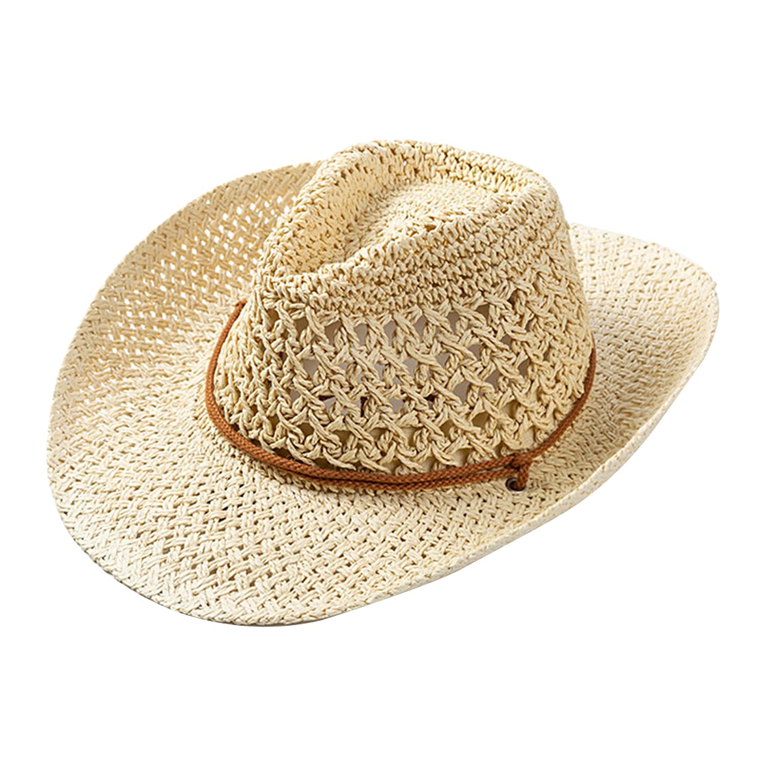 Men's Straw Hat - Wide Brim Sun Hat for Beach, Western & Cowboy Style - Breathable Summer Hat for Outdoor Activities, Travel & Vacation