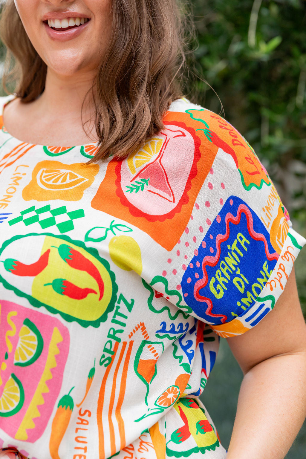 Spicy Margarita Print Tee Dress - Women's Casual Sleeveless Flowy T-Shirt Dress for Summer Outings, Beach Vacations, and Weekend Brunch