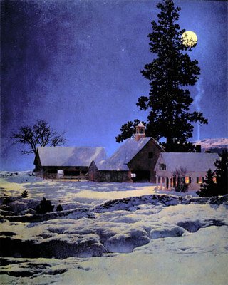 Maxfield Parrish Moonlight Night Art Deco Unframed Print - Vintage Wall Decor for Living Room, Bedroom & Office