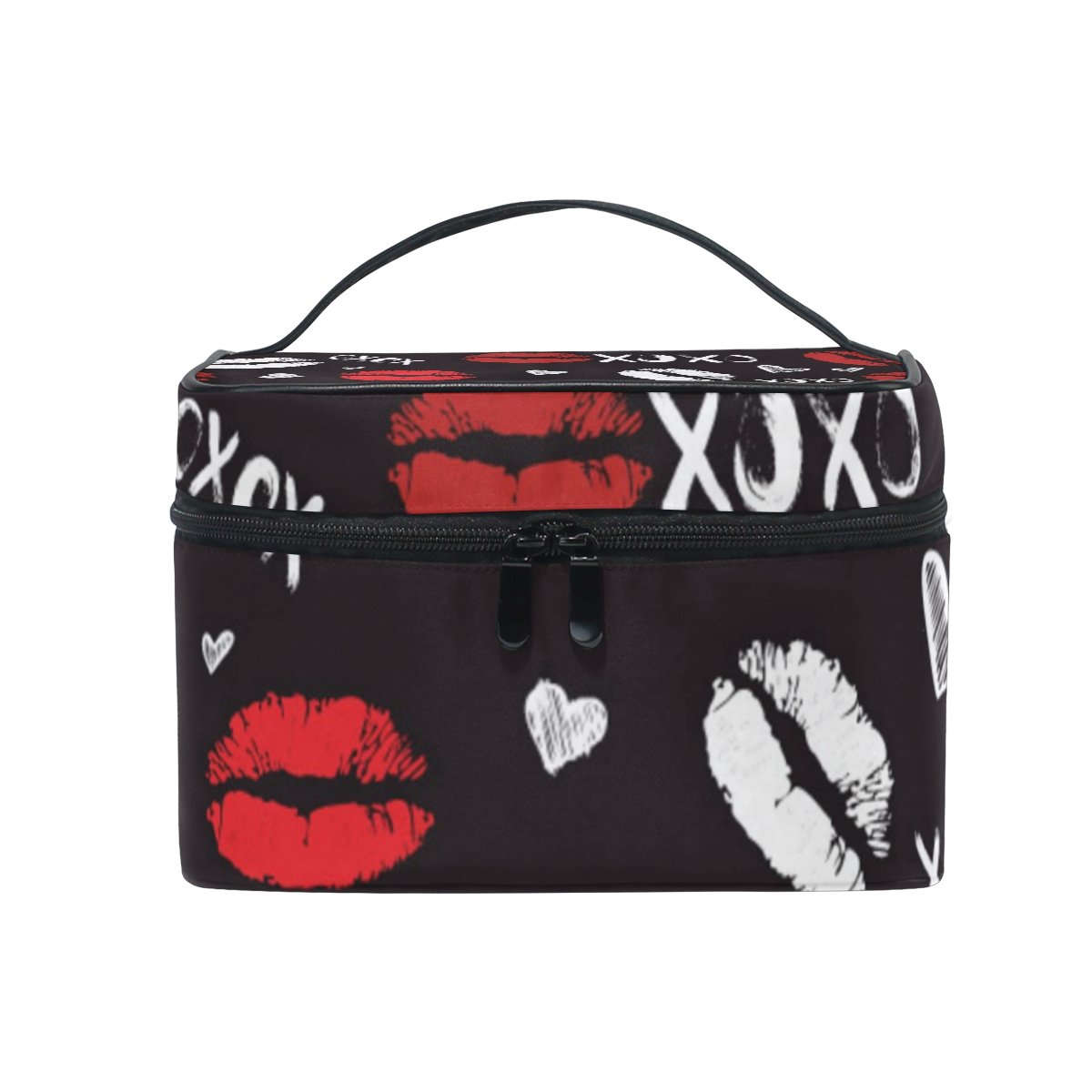 Cooper Girl Red Lips Cosmetic Bag - Waterproof Travel Makeup Organizer with Mirror | Perfect for Travel, Gym & Daily Beauty Storage