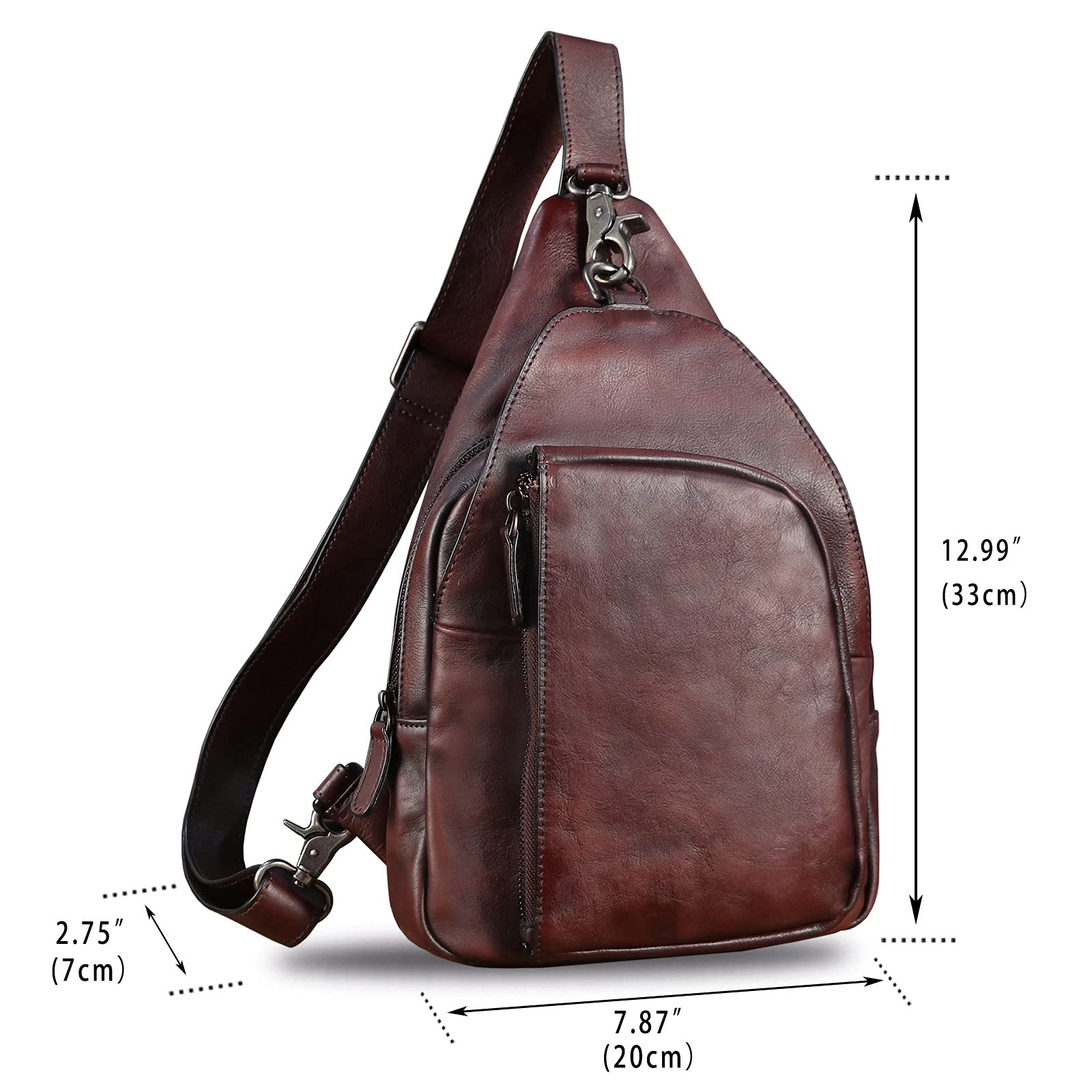 Genuine Leather Sling Bag for Men & Women - Vintage Real Leather Crossbody Shoulder Backpack - Perfect for Travel, Hiking & Everyday Use