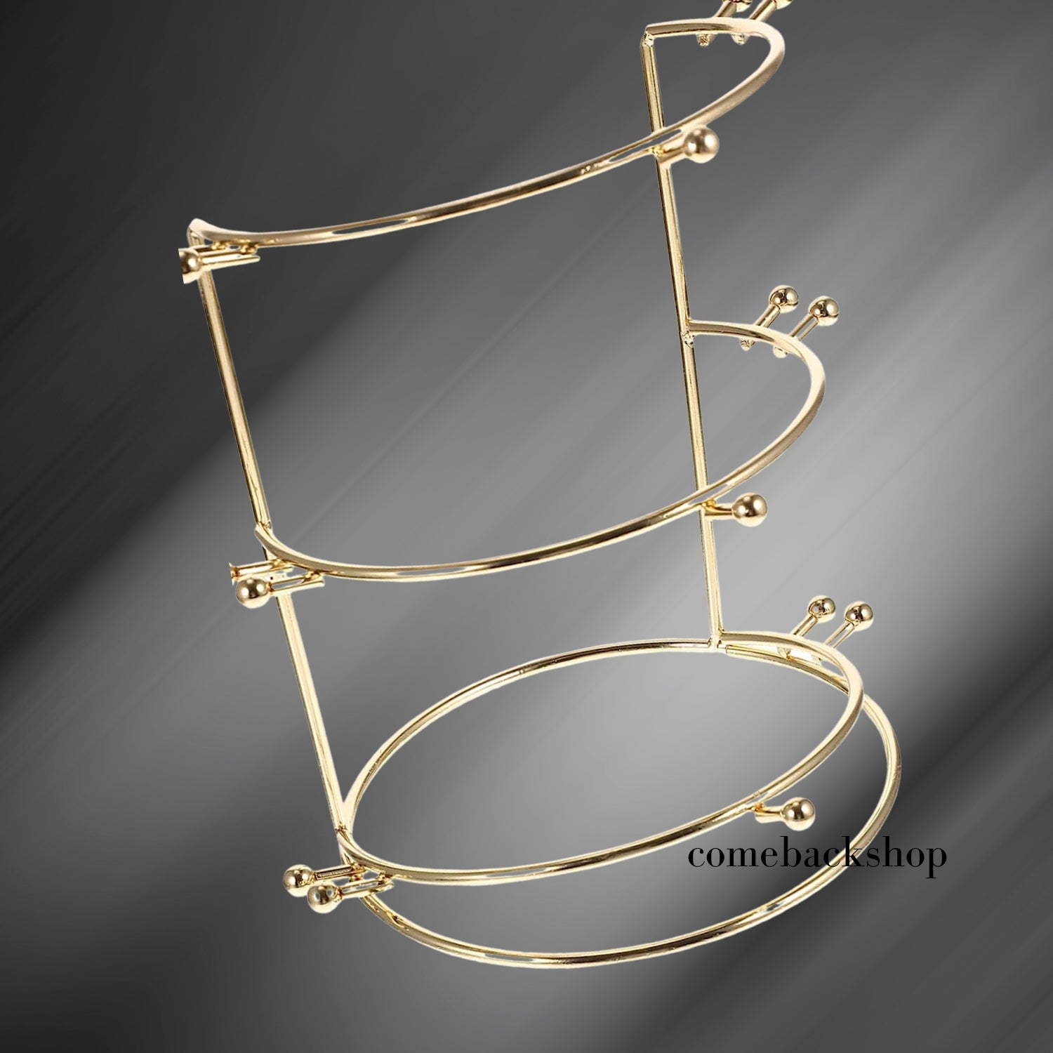 3-Tier Golden Jewelry Stand for Necklaces, Hairbands & Accessories - Perfect for Bridal, Home & Travel Organizer - Elegant Crown Design for Girls & Women