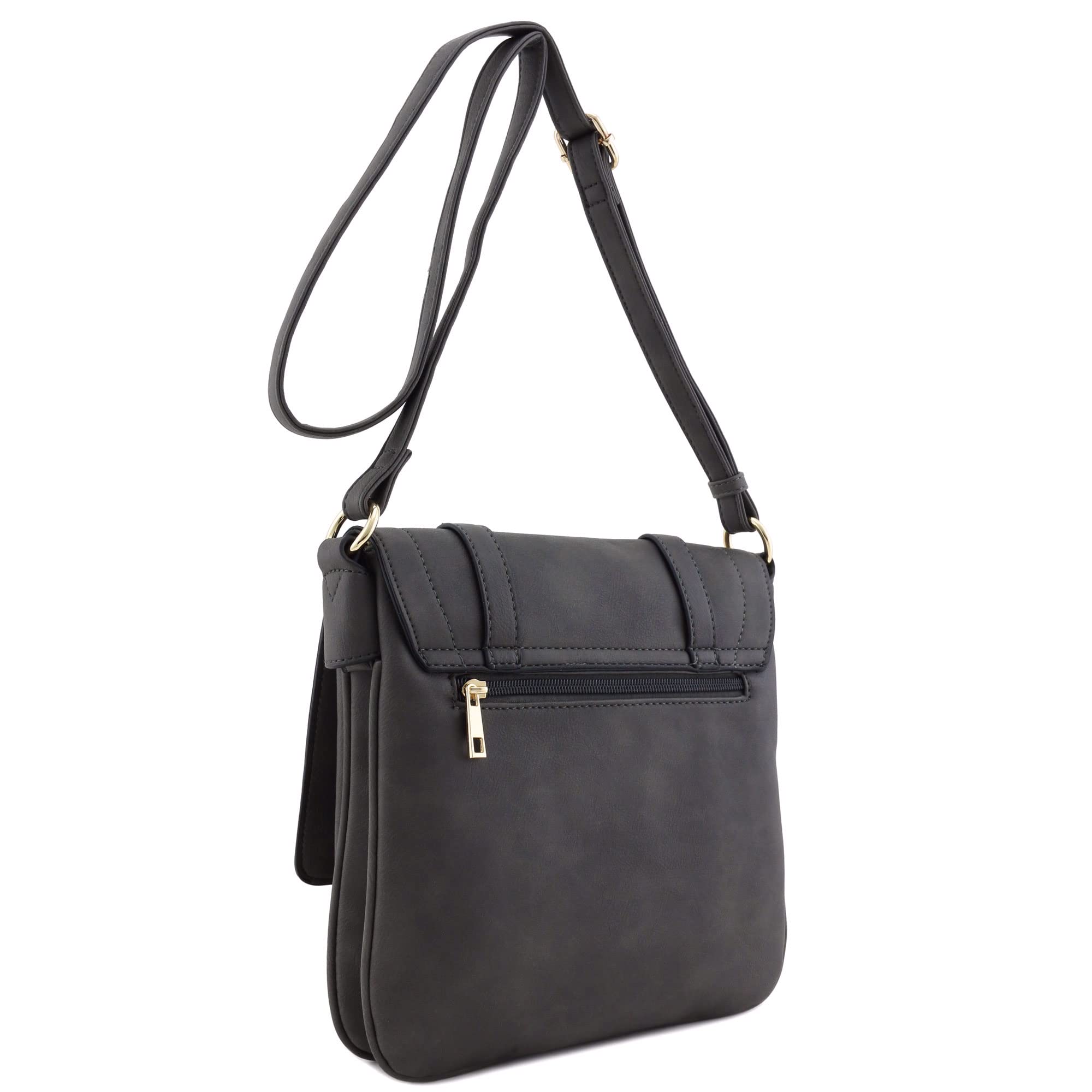 ALYSSA Double Compartment Large Flapover Crossbody Bag for Women - Stylish Leather Shoulder Purse with Adjustable Strap, Perfect for Work, Travel & Everyday Use